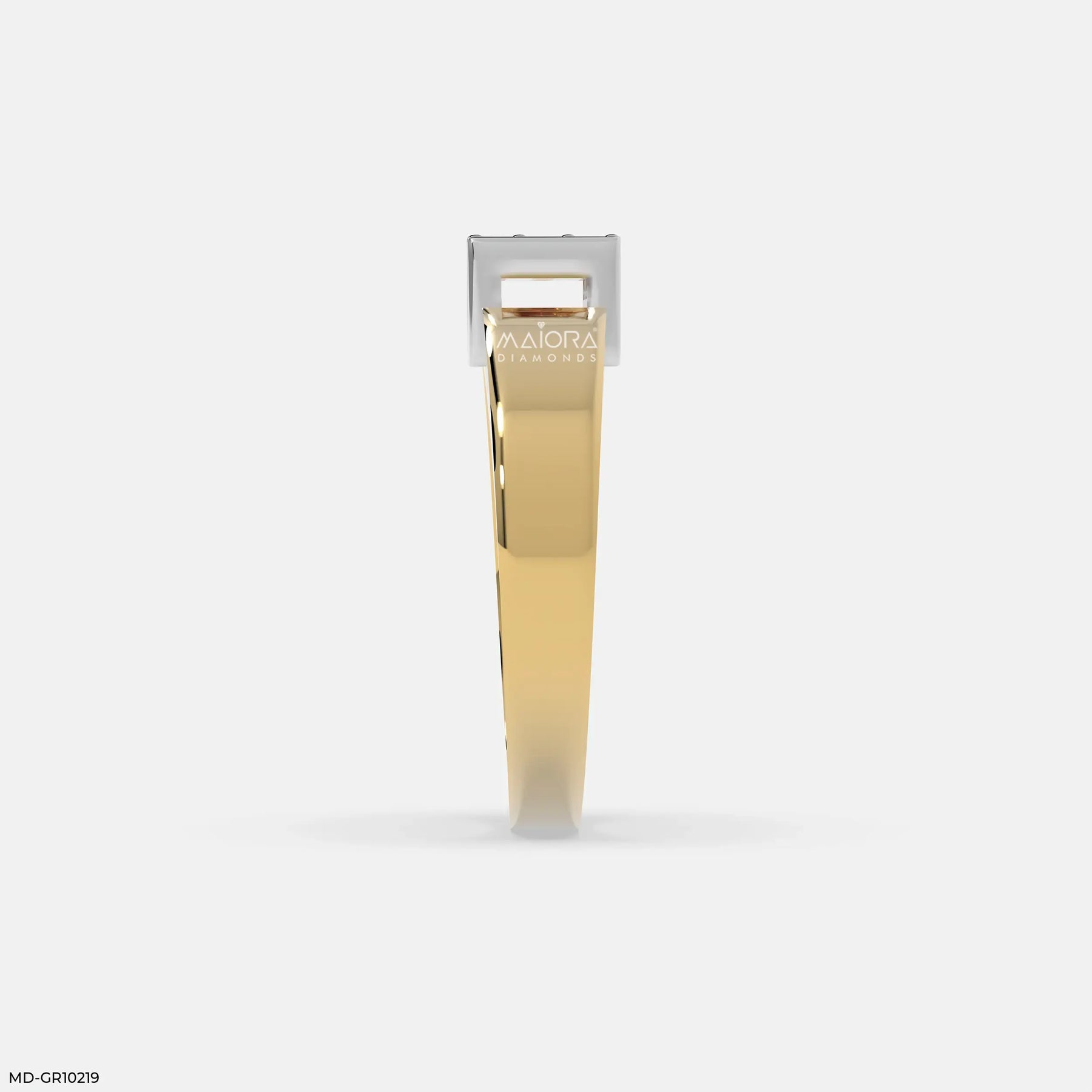 Structured Grid Mens Diamond Ring 9K Yellow Gold