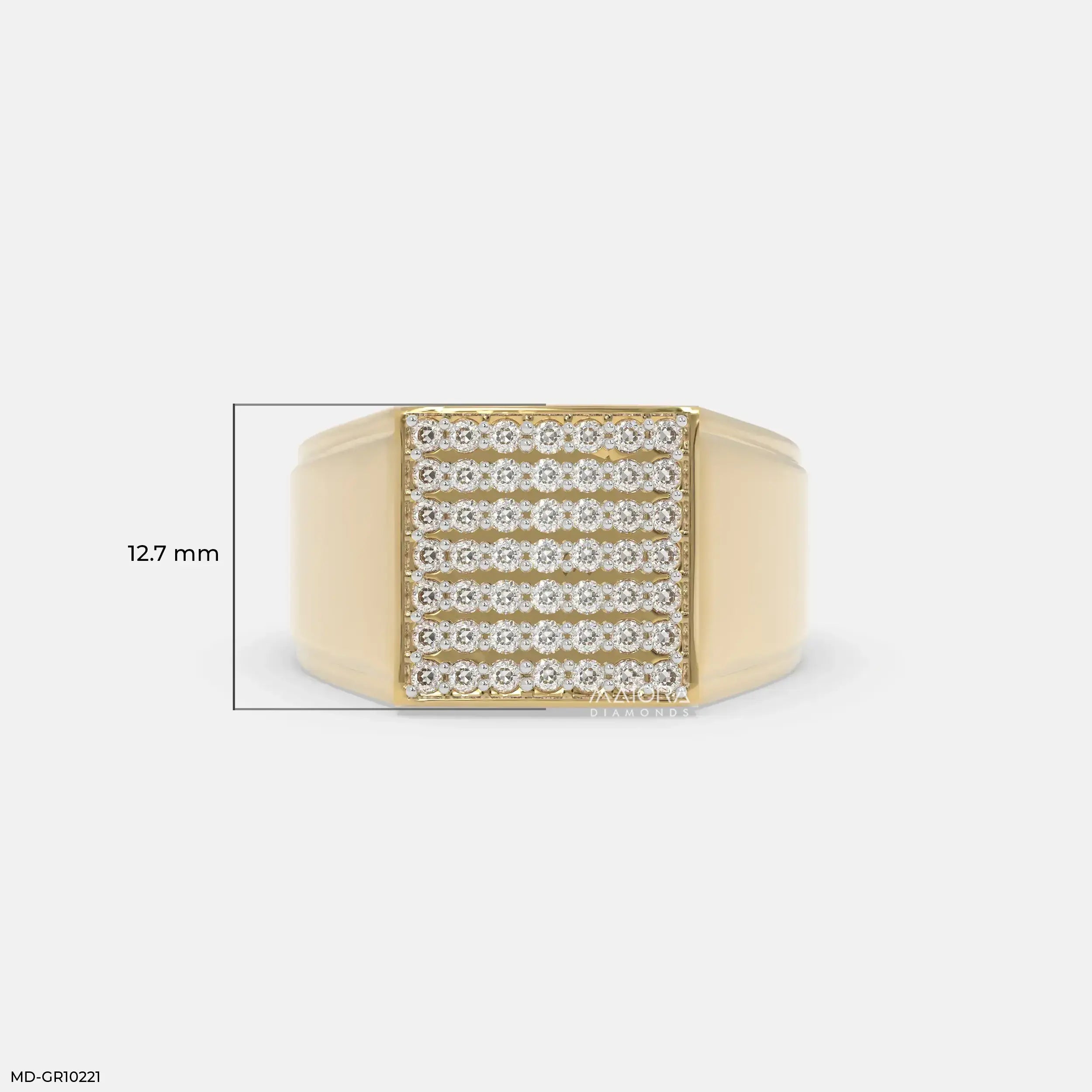Brilliance Panel Mens Diamond Ring 14K Yellow Gold