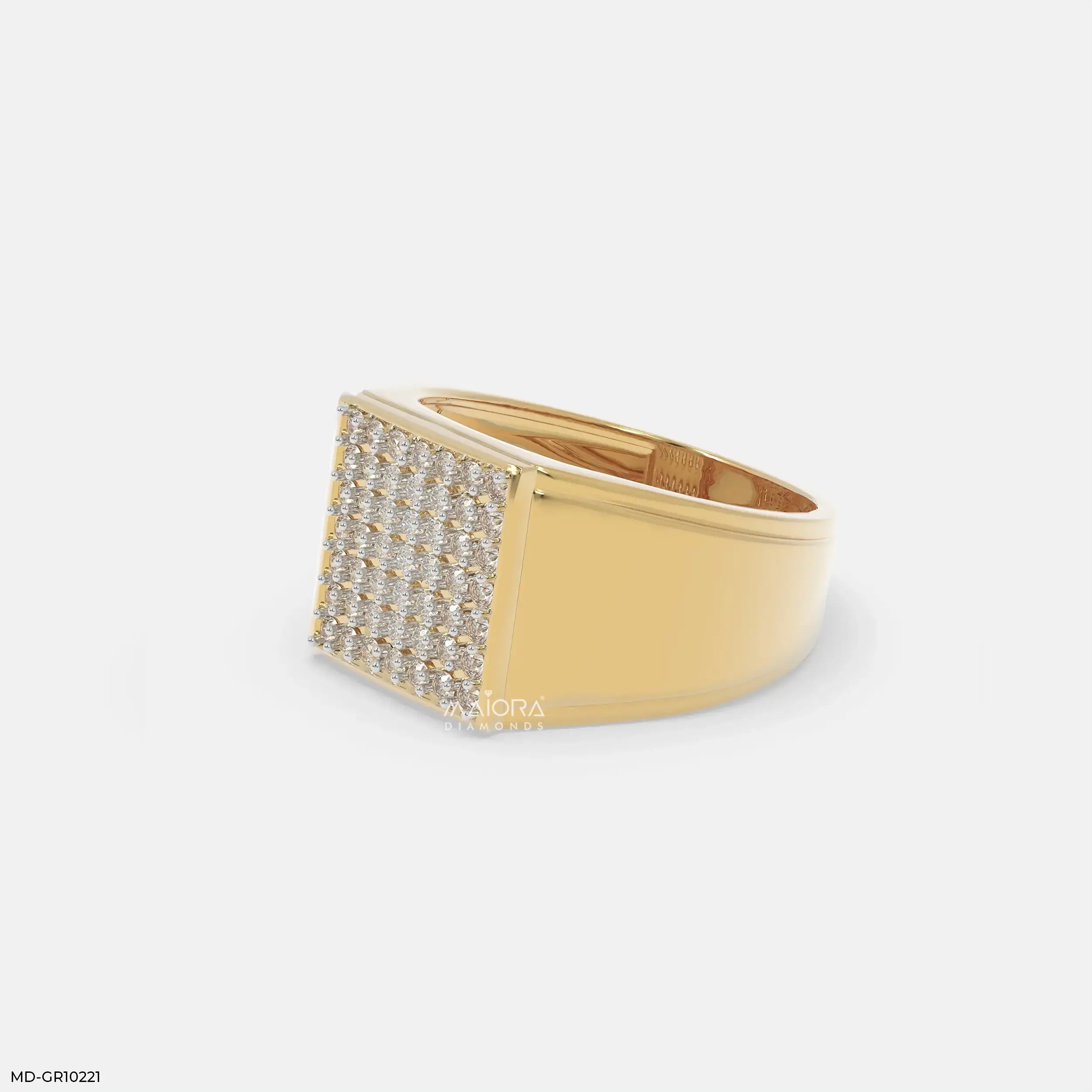 Brilliance Panel Mens Diamond Ring 14K Yellow Gold