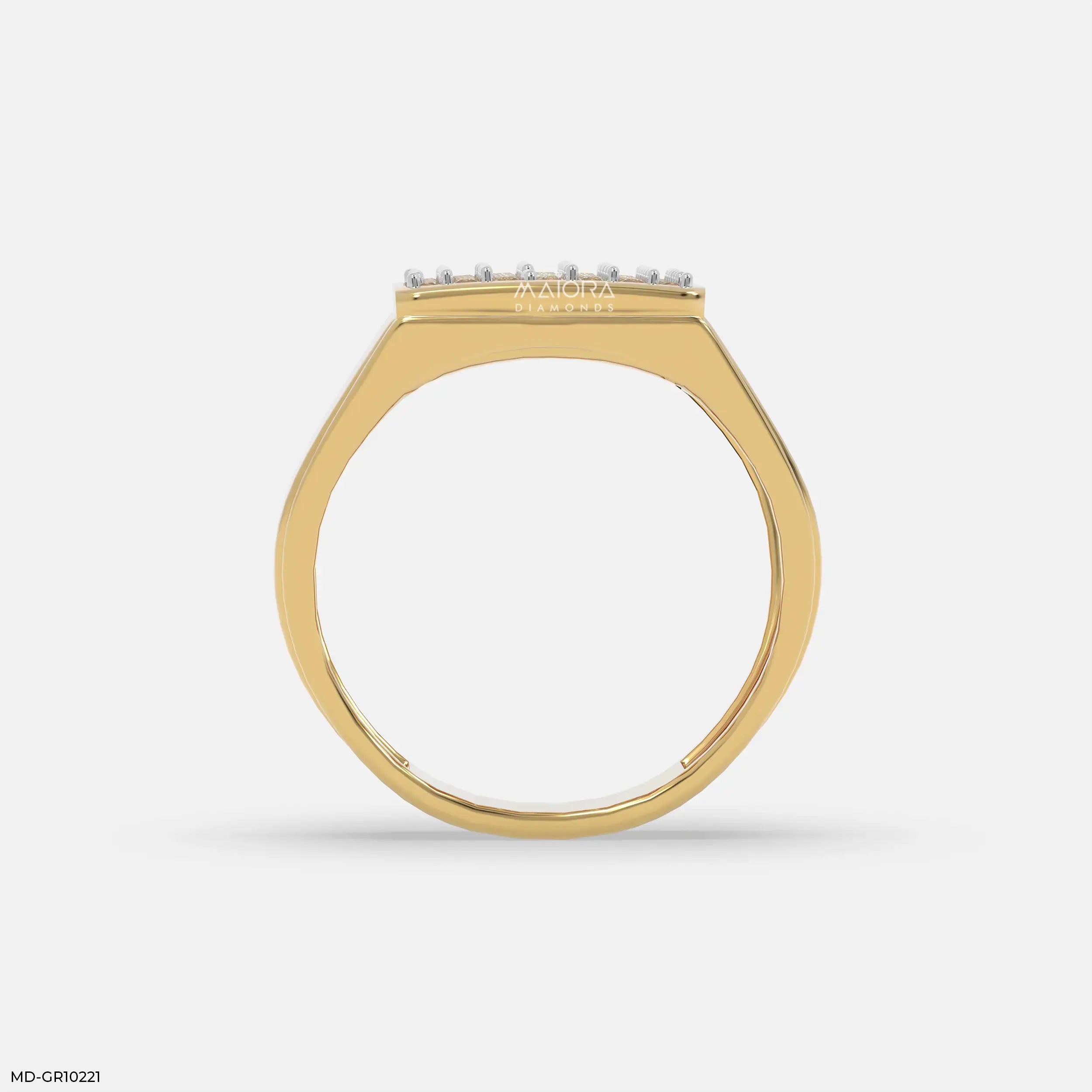 Brilliance Panel Mens Diamond Ring 14K Yellow Gold