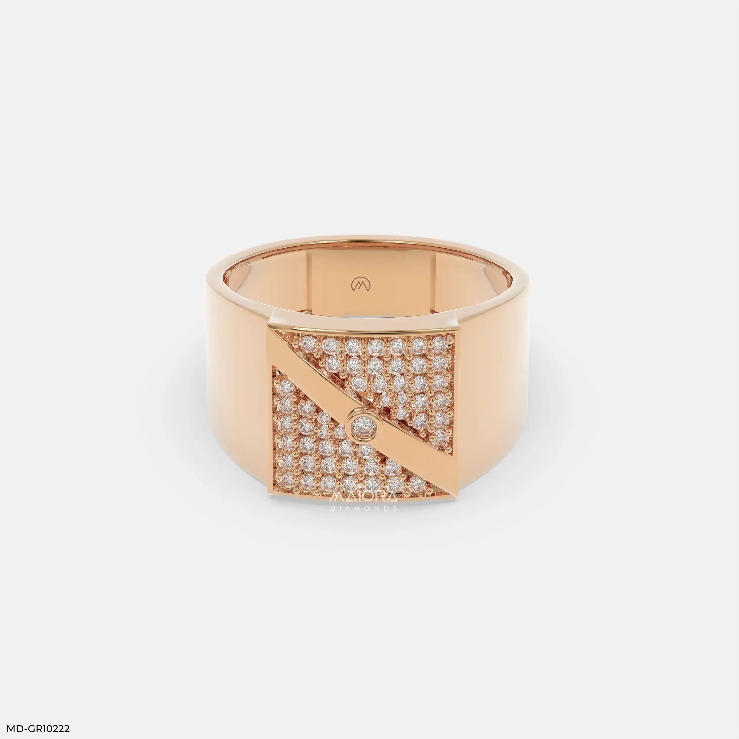 Regal Sqaure Mens Diamond Ring 18K Rose Gold