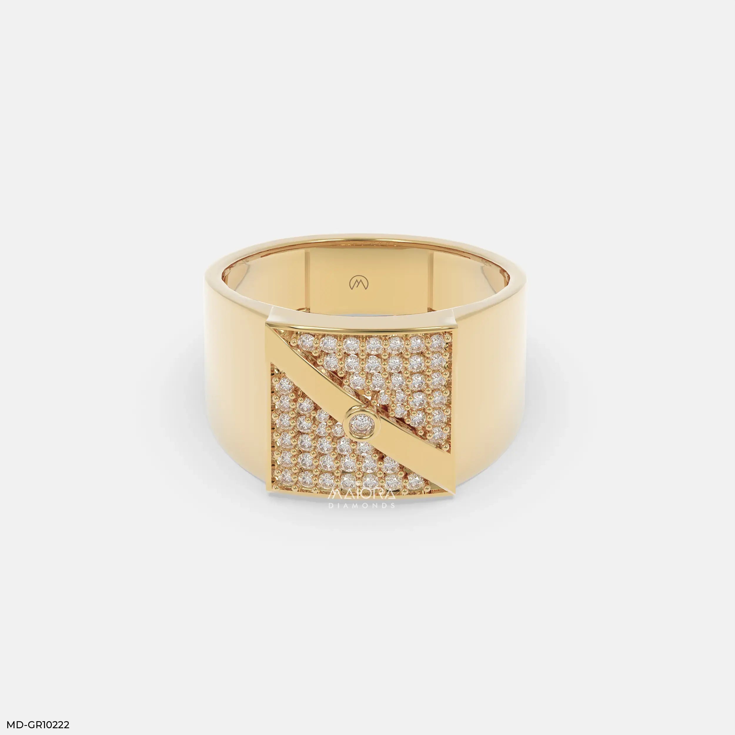 Regal Sqaure Mens Diamond Ring 9K Yellow Gold