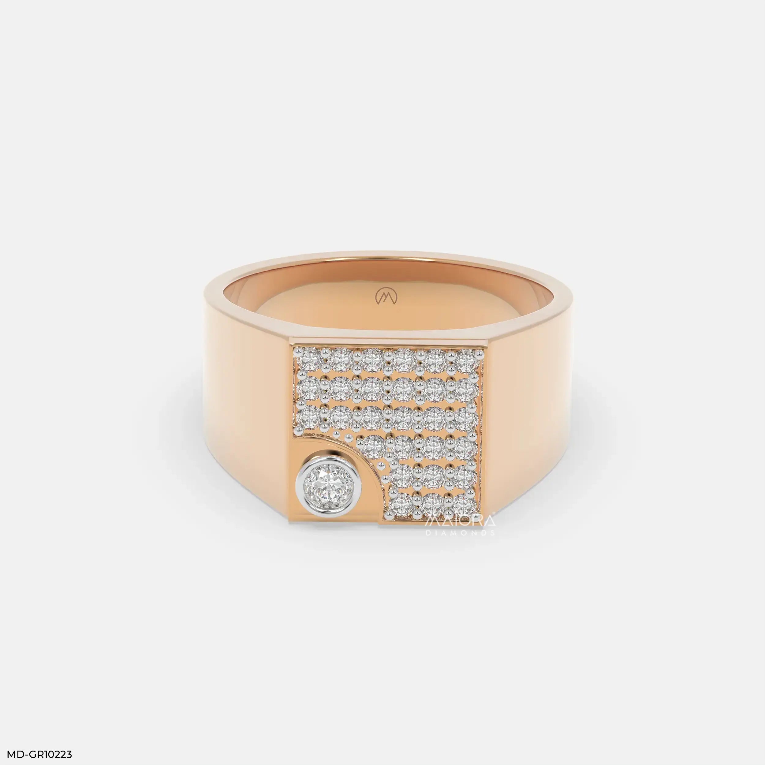 Sovereign Crest Mens Diamond Ring 18K Rose Gold