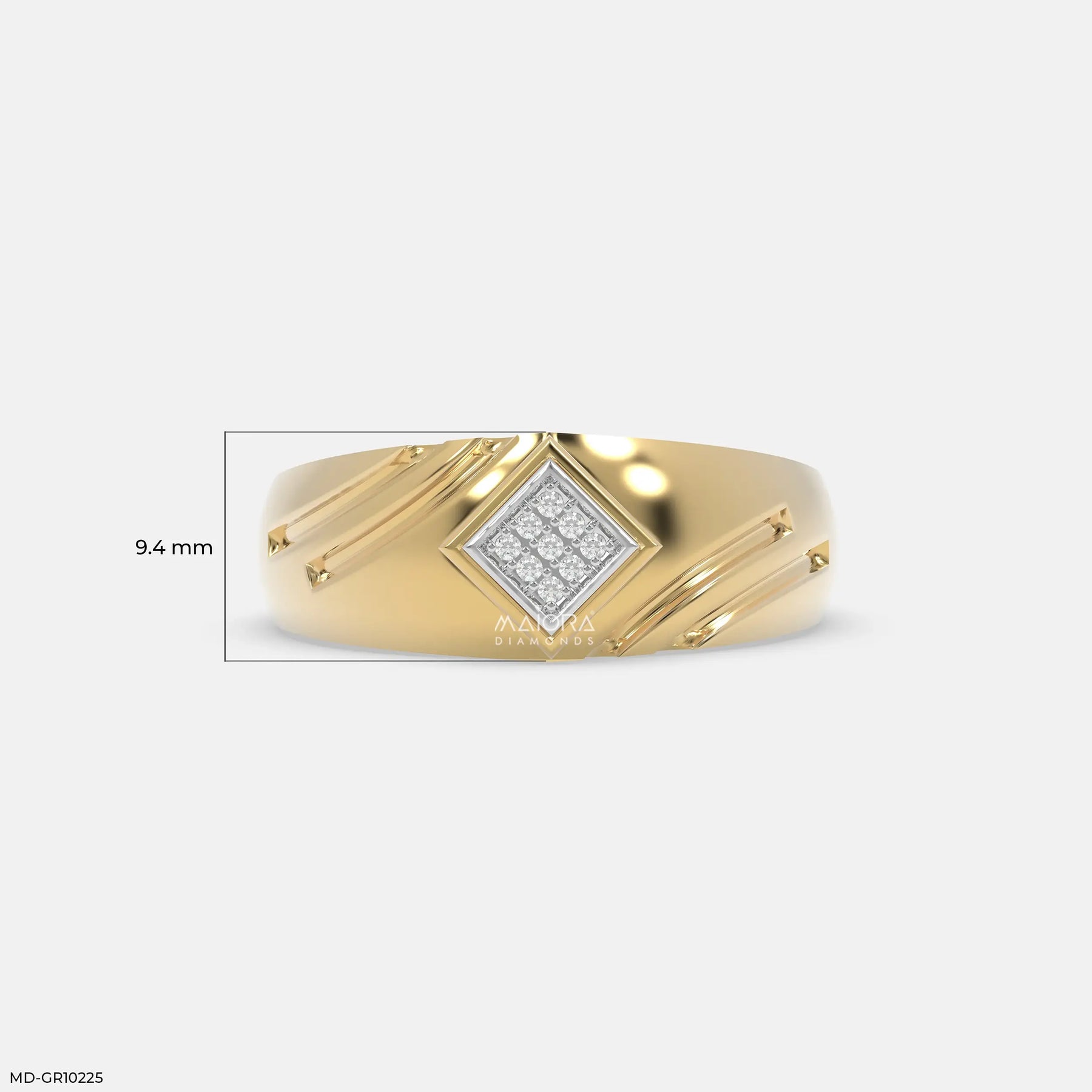 Internal Spark Mens Diamond Ring 9K Yellow Gold