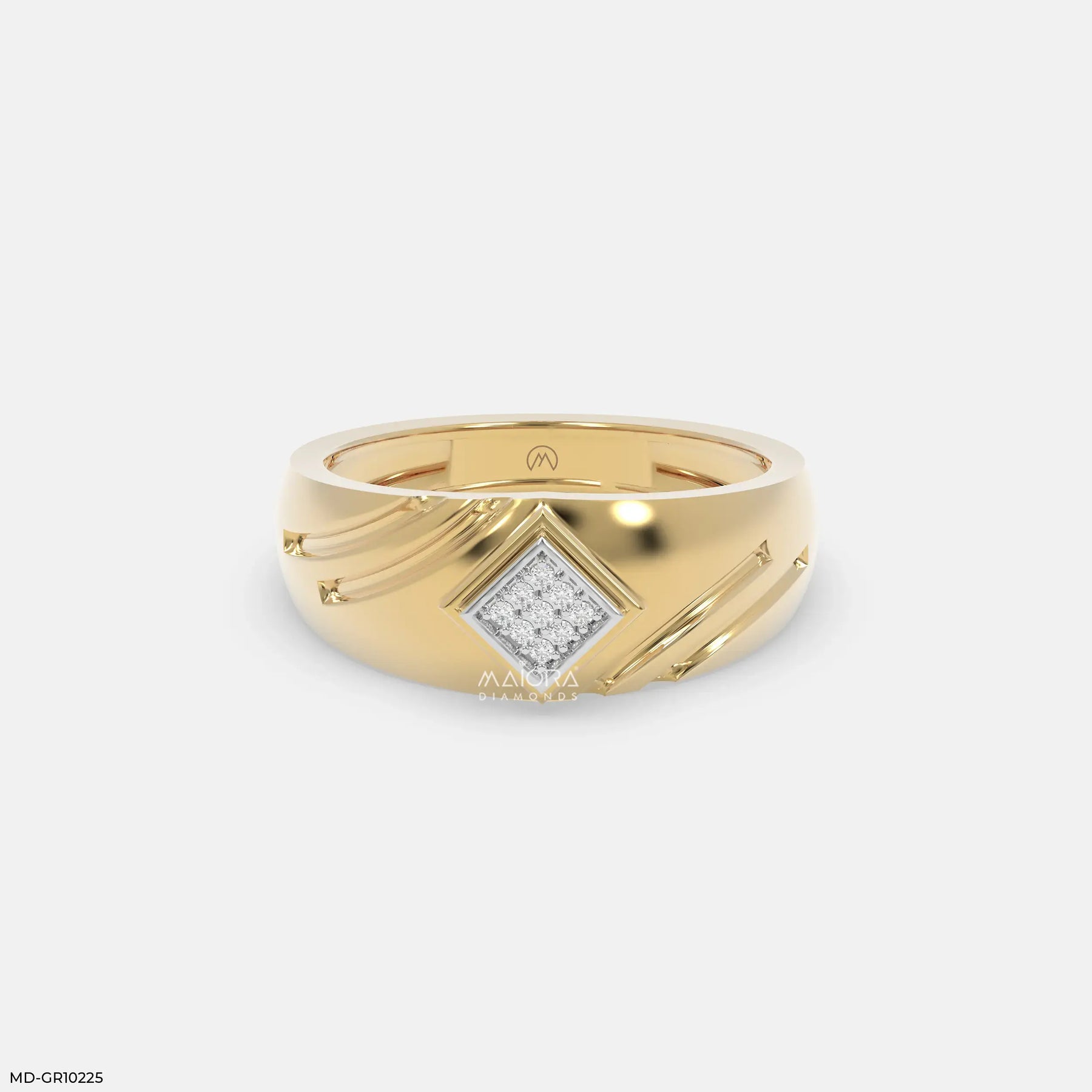 Internal Spark Mens Diamond Ring 9K Yellow Gold