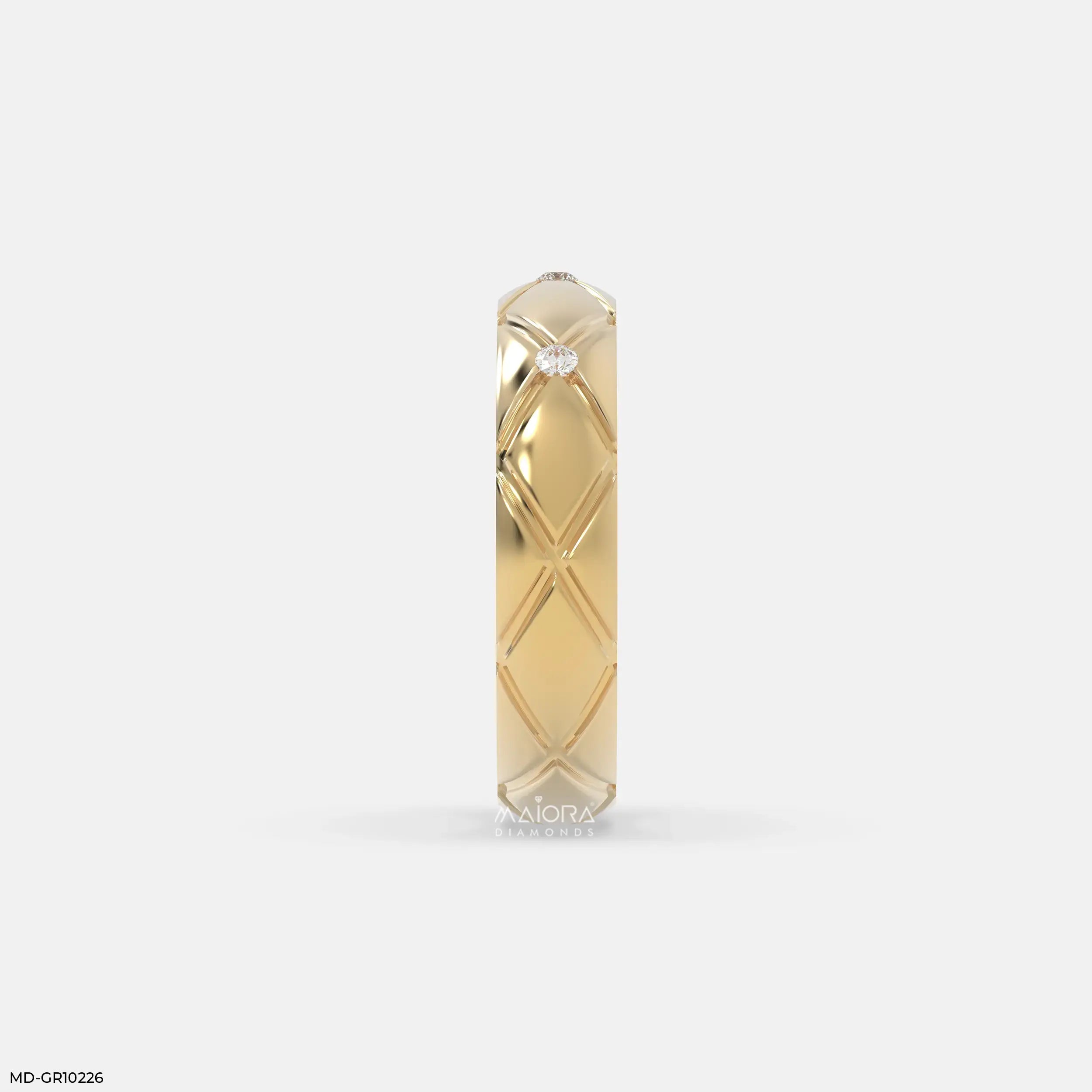 Rhombus Form Mens Diamond Ring 9K White Gold
