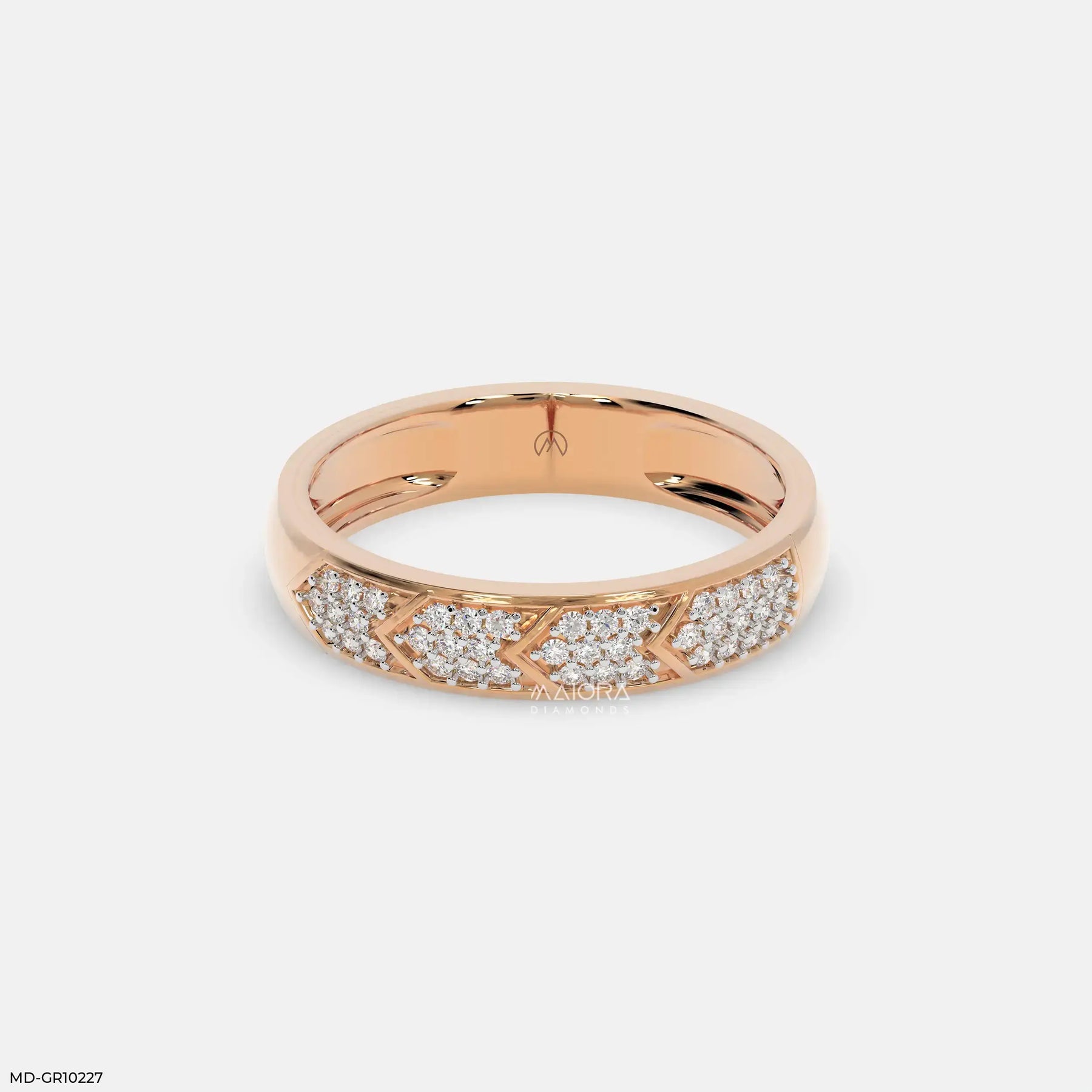 Chevron Mosaic Mens Diamond Ring Platinum 950