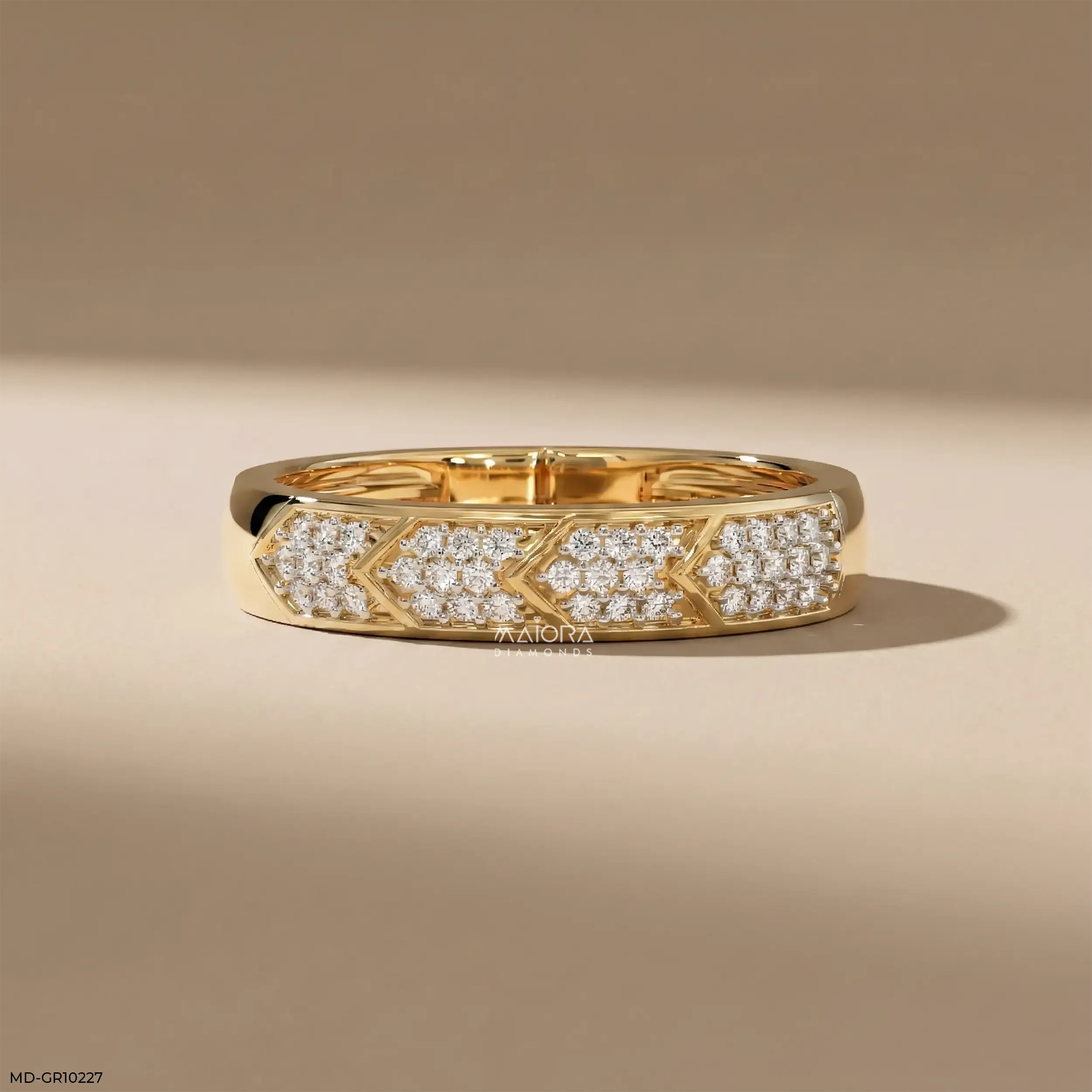 Chevron Mosaic Mens Diamond Ring Platinum 950