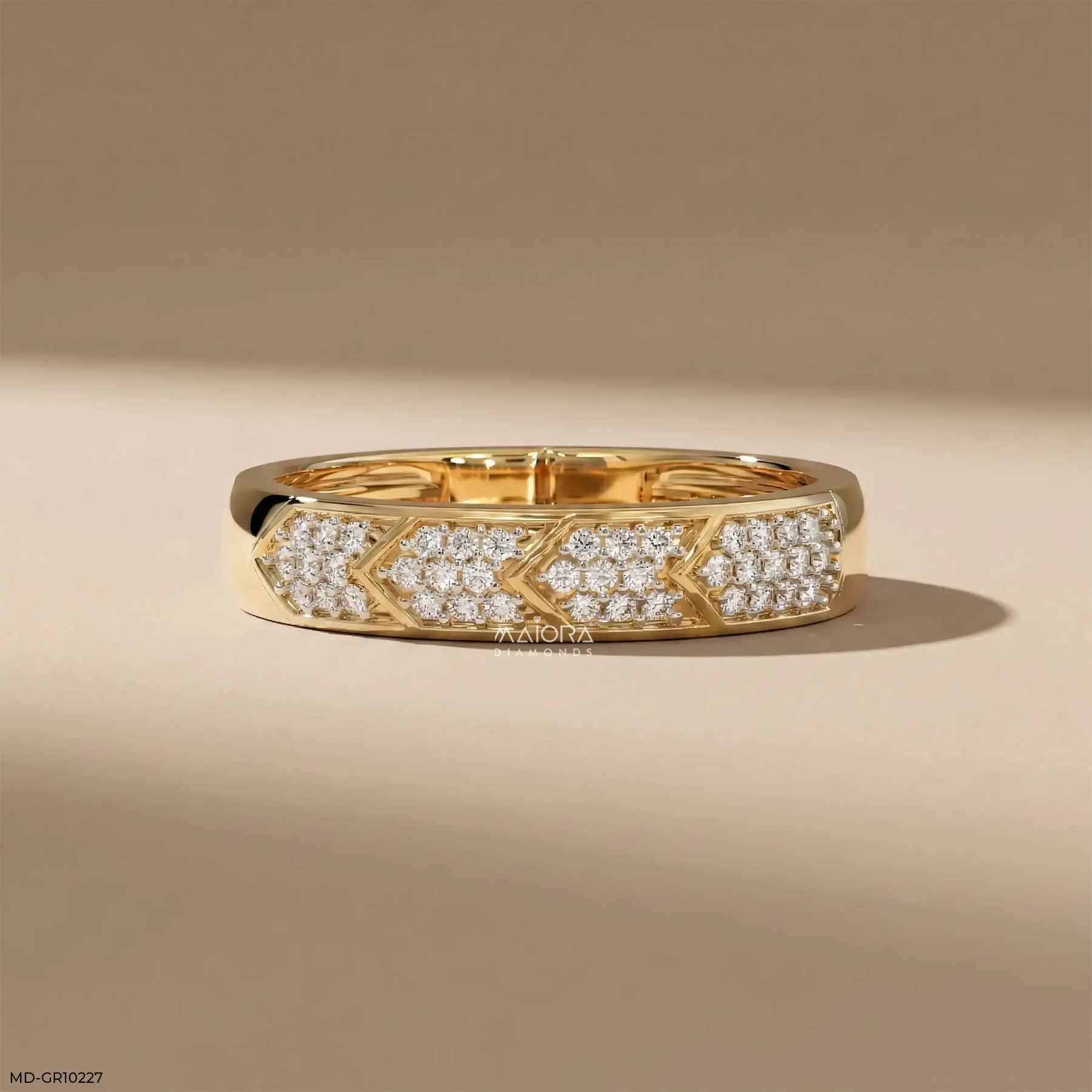 Chevron Mosaic Mens Diamond Ring Platinum 950