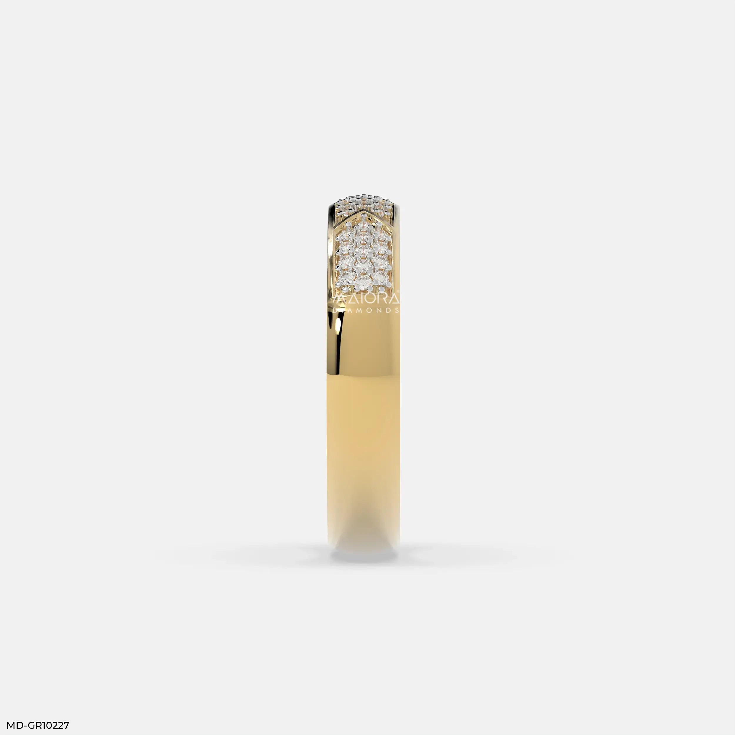 Chevron Mosaic Mens Diamond Ring Platinum 950