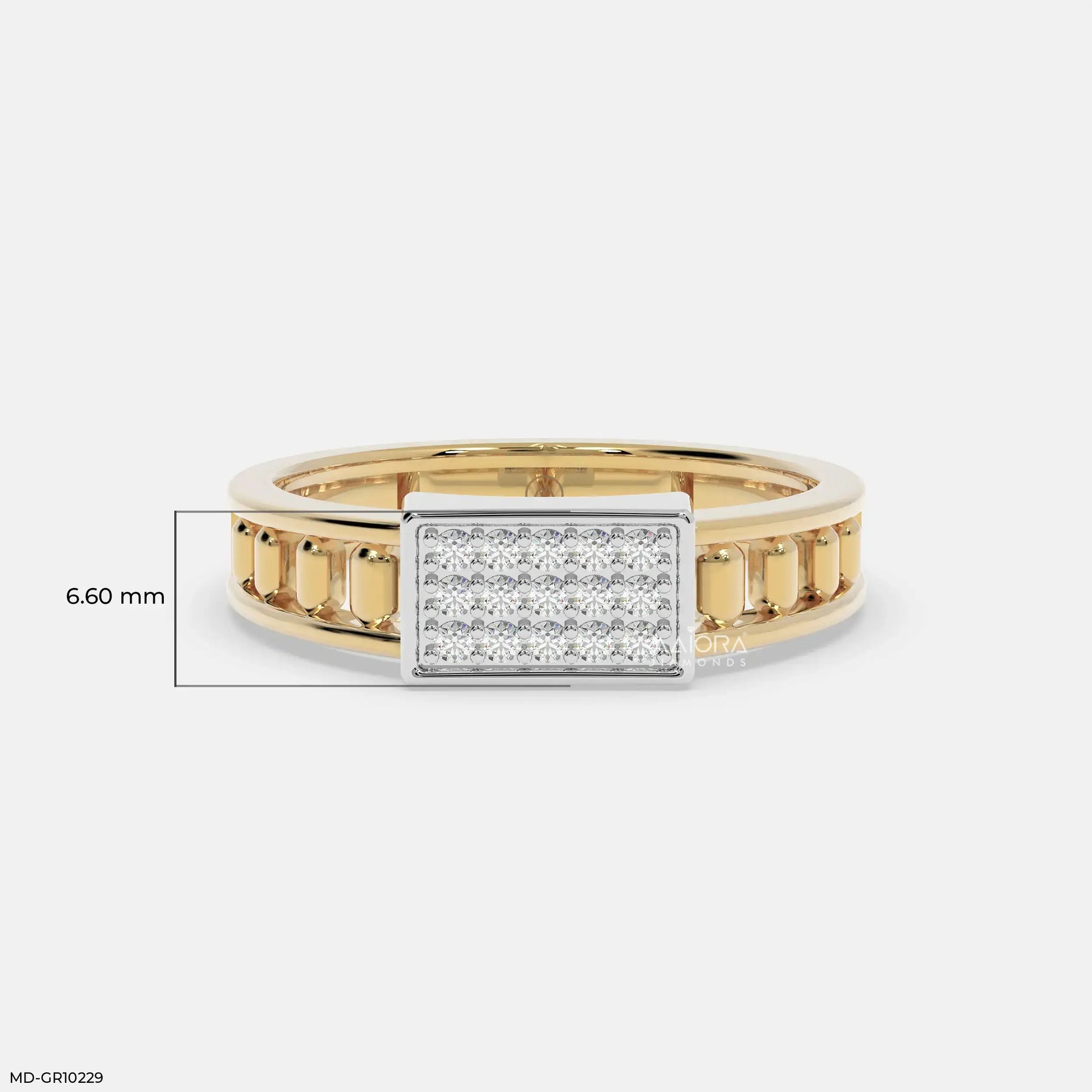 Mosaic Prime Mens Diamond Ring 9K Yellow Gold