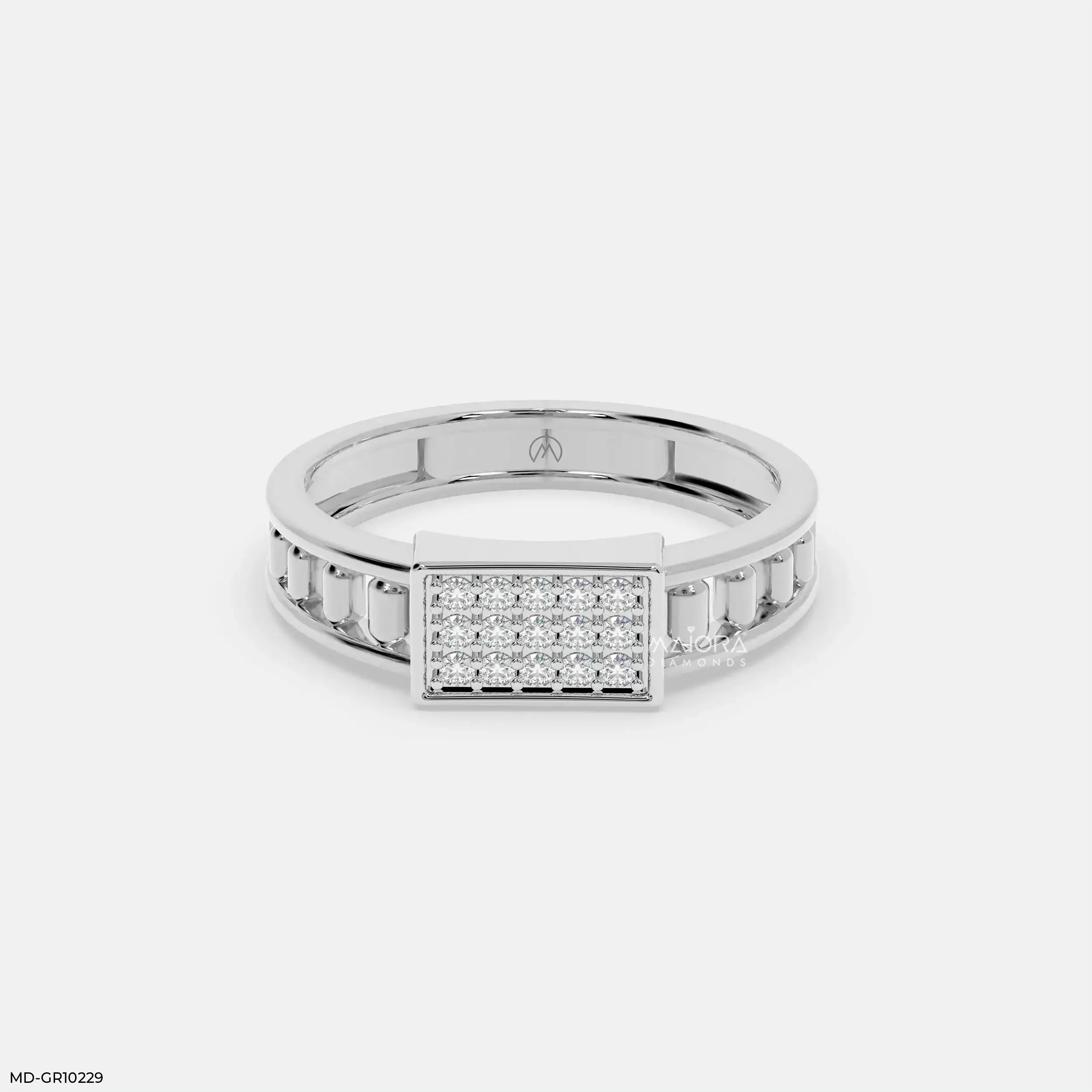 Mosaic Prime Mens Diamond Ring 14K White