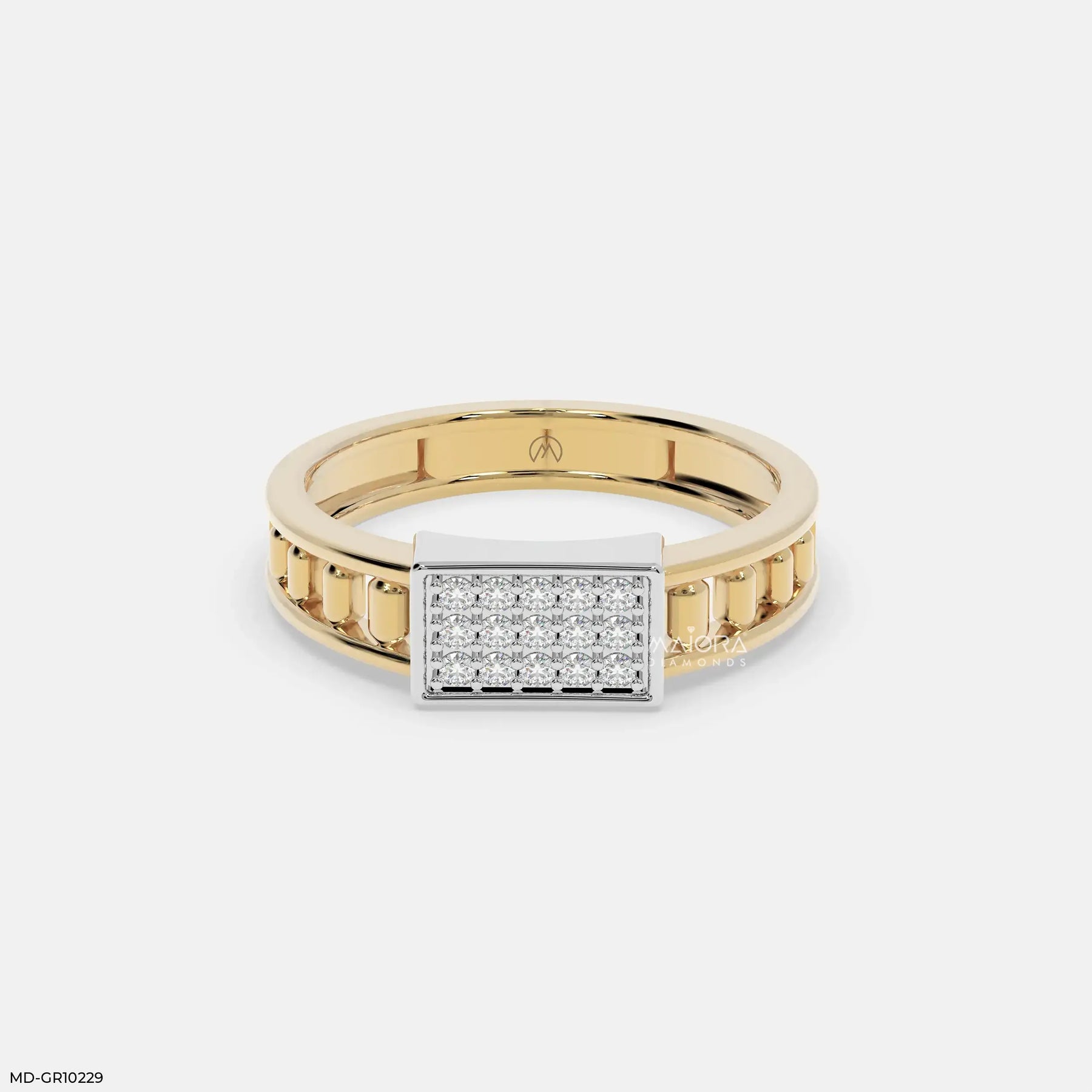 Mosaic Prime Mens Diamond Ring 9K Yellow Gold