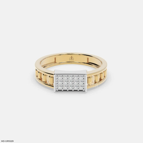 Mosaic Prime Mens Diamond Ring 9K Yellow Gold