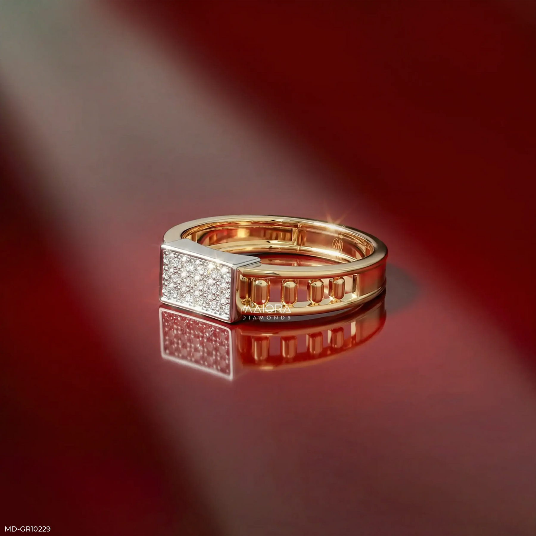 Mosaic Prime Mens Diamond Ring 9K Yellow Gold