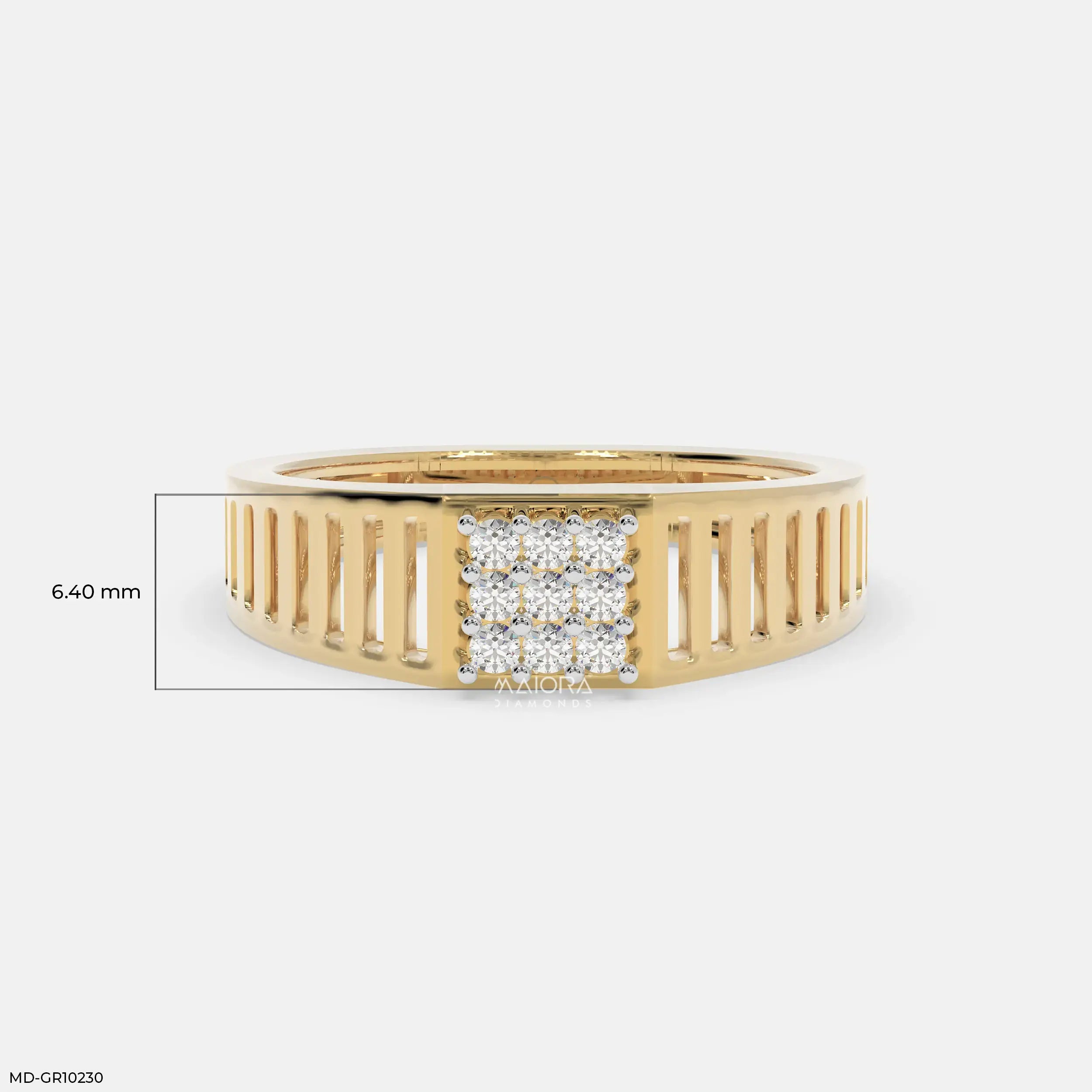 Linear Luxe Mens Diamond Ring 9K Yellow Gold