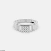 Linear Luxe Mens Diamond Ring 9K White Gold