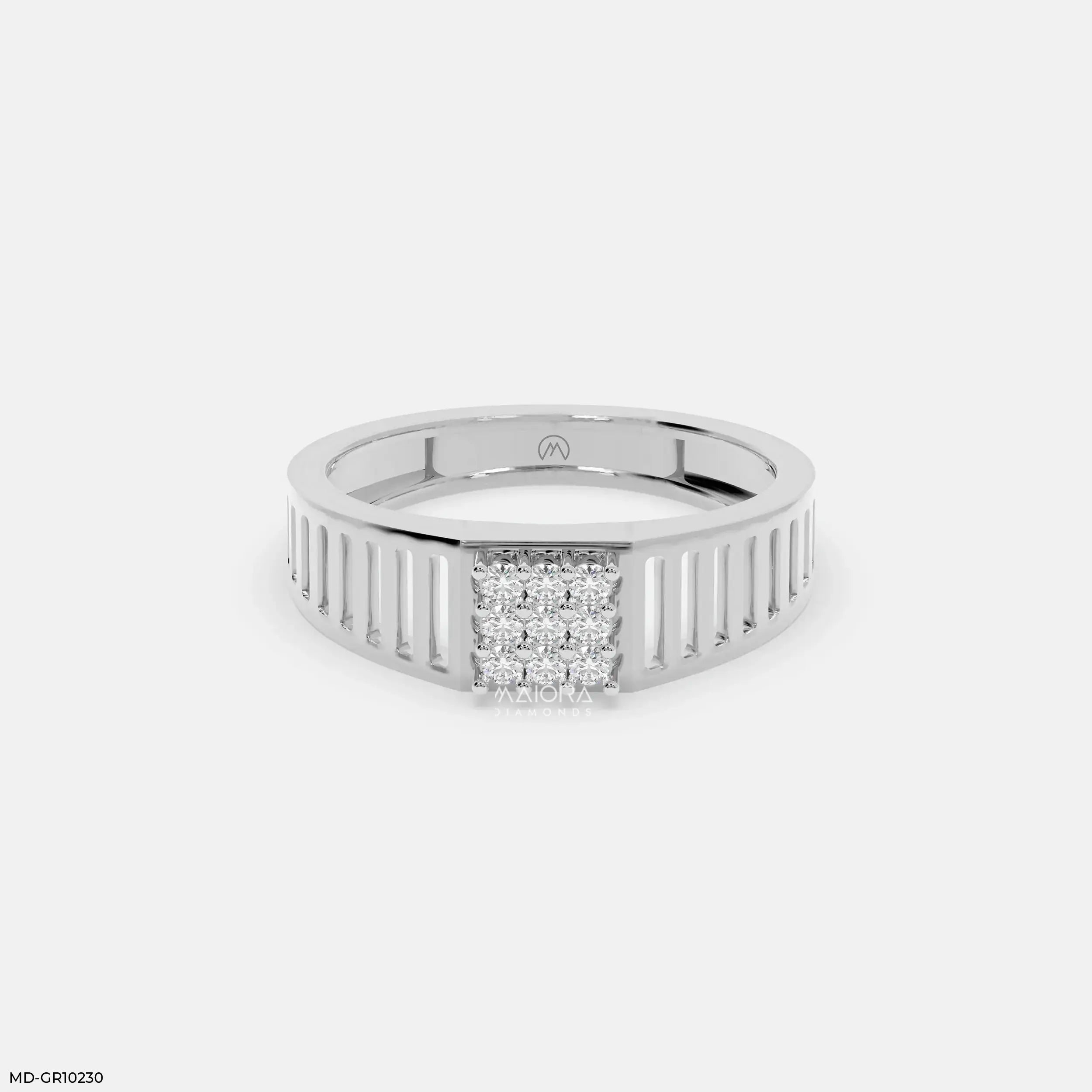 Linear Luxe Mens Diamond Ring 9K Yellow Gold