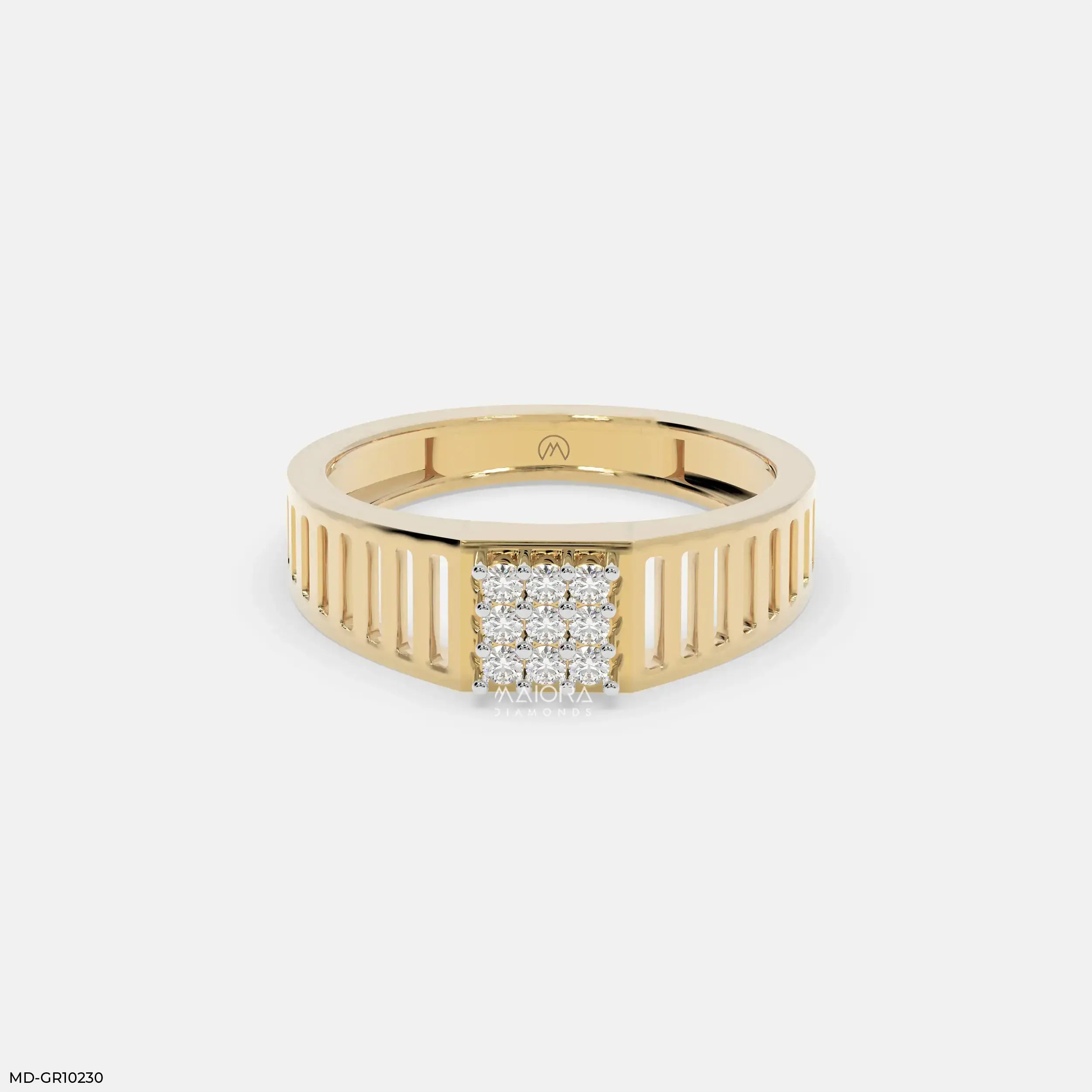Linear Luxe Mens Diamond Ring 9K Yellow Gold