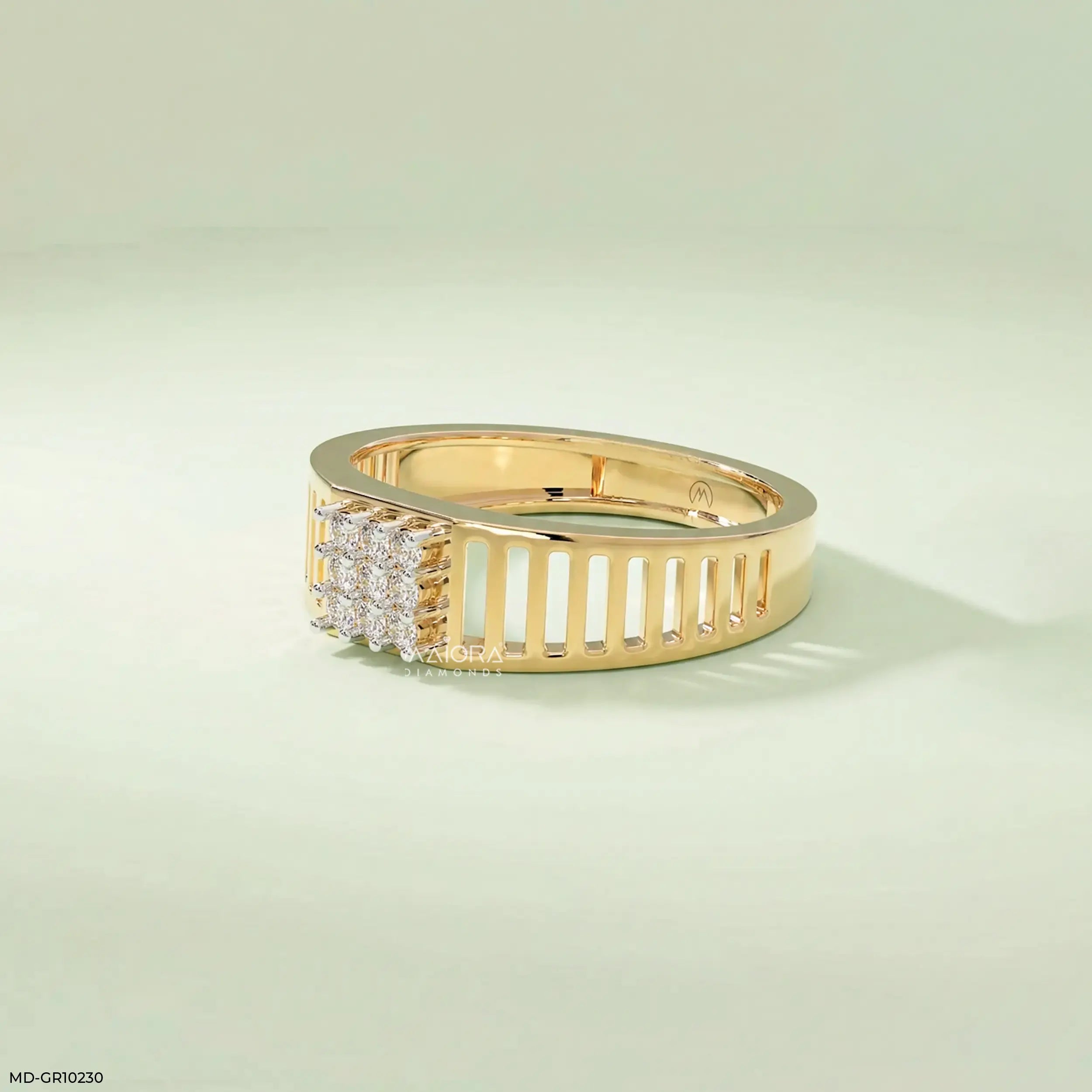 Linear Luxe Mens Diamond Ring 9K Yellow Gold