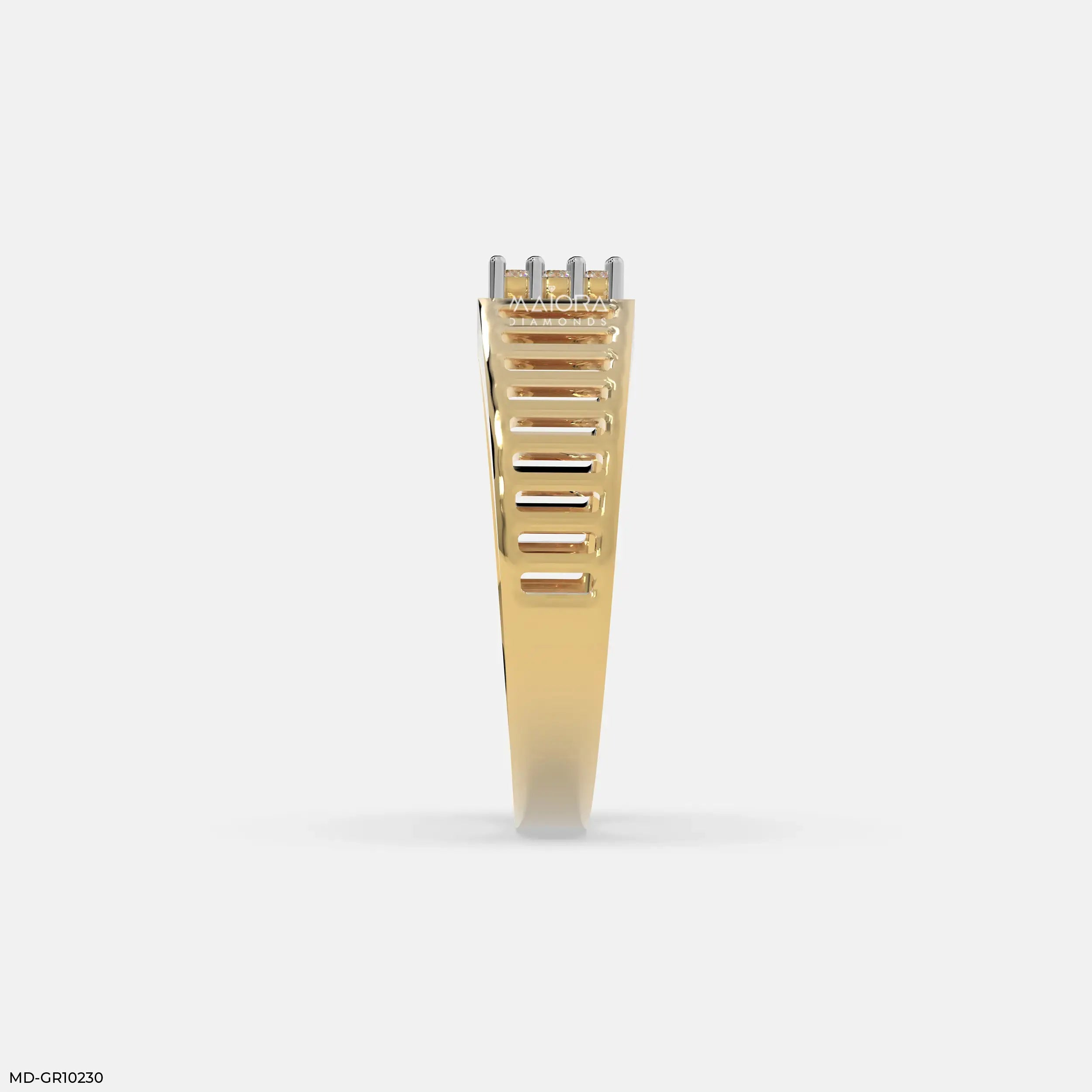 Linear Luxe Mens Diamond Ring 9K Yellow Gold