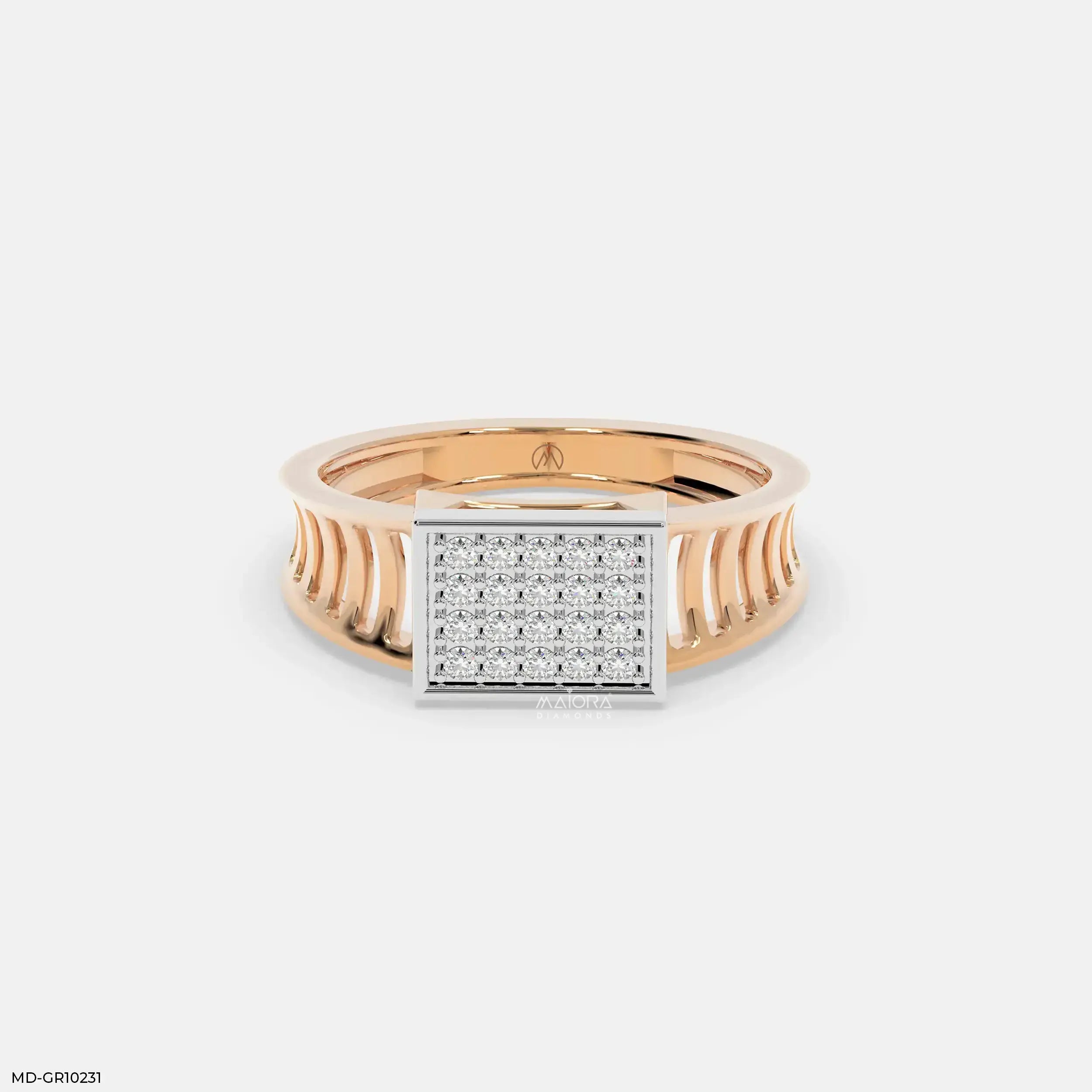 Classic Quad Mens Diamond Ring 18K Rose Gold