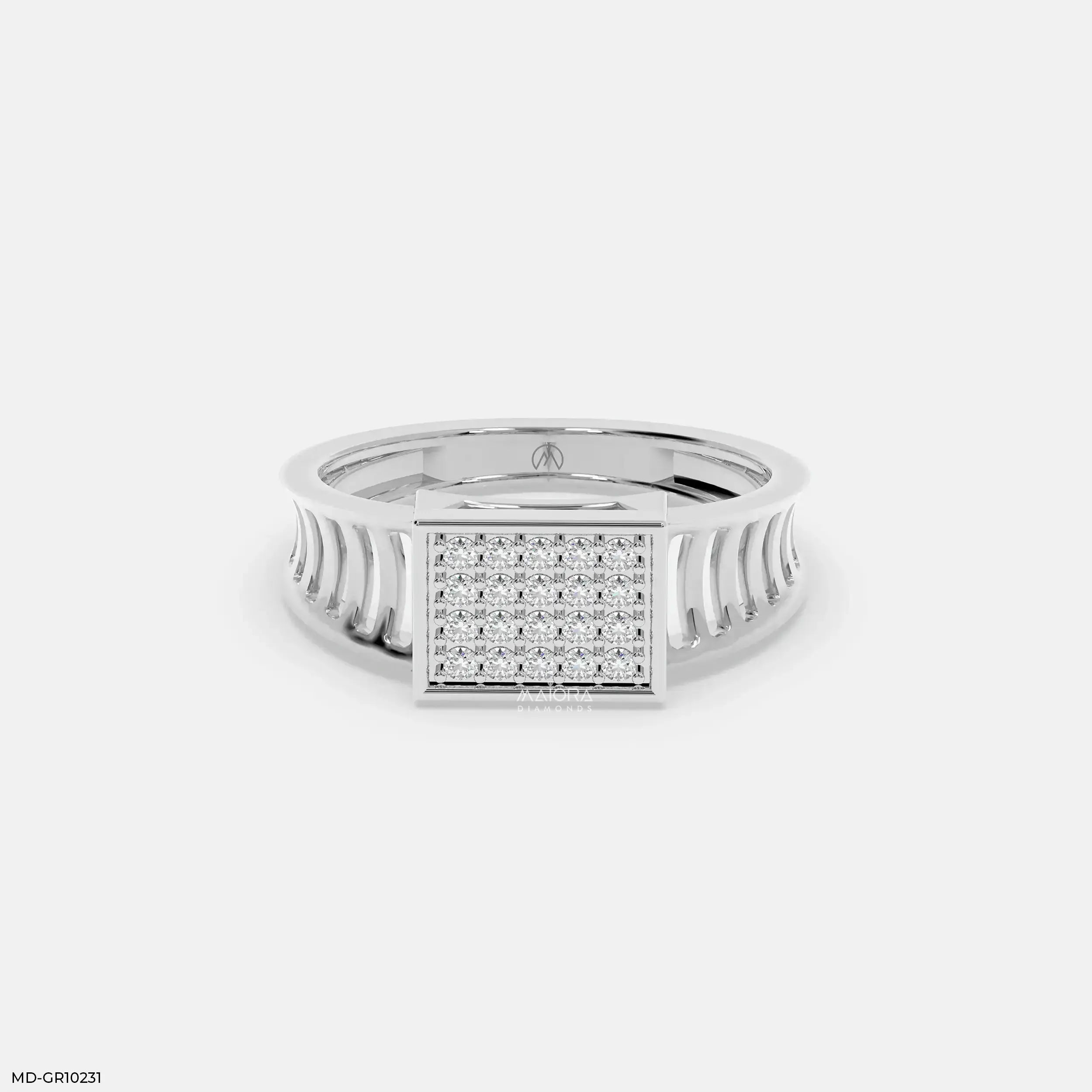Classic Quad Mens Diamond Ring Platinum 950