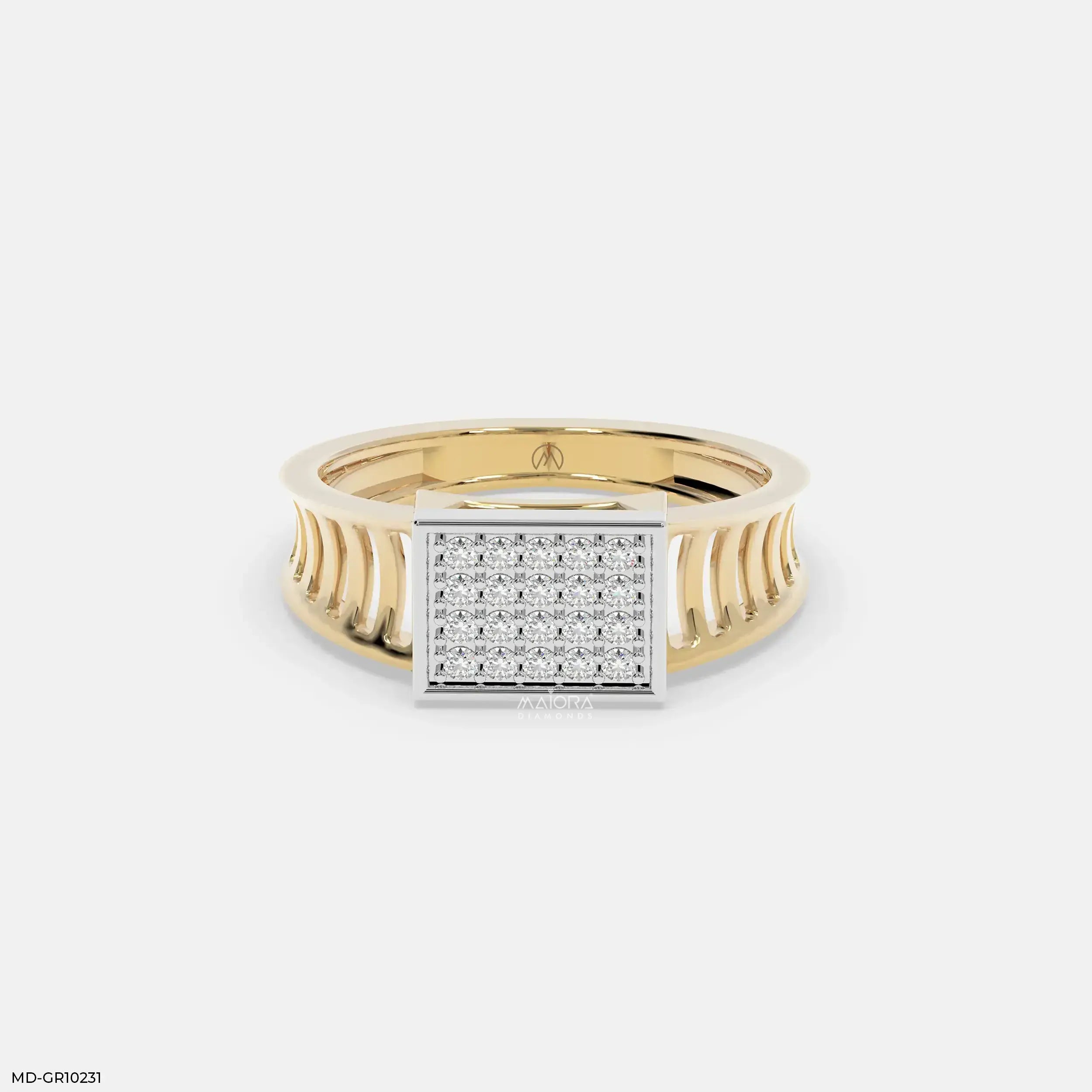Classic Quad Mens Diamond Ring 9K Yellow Gold