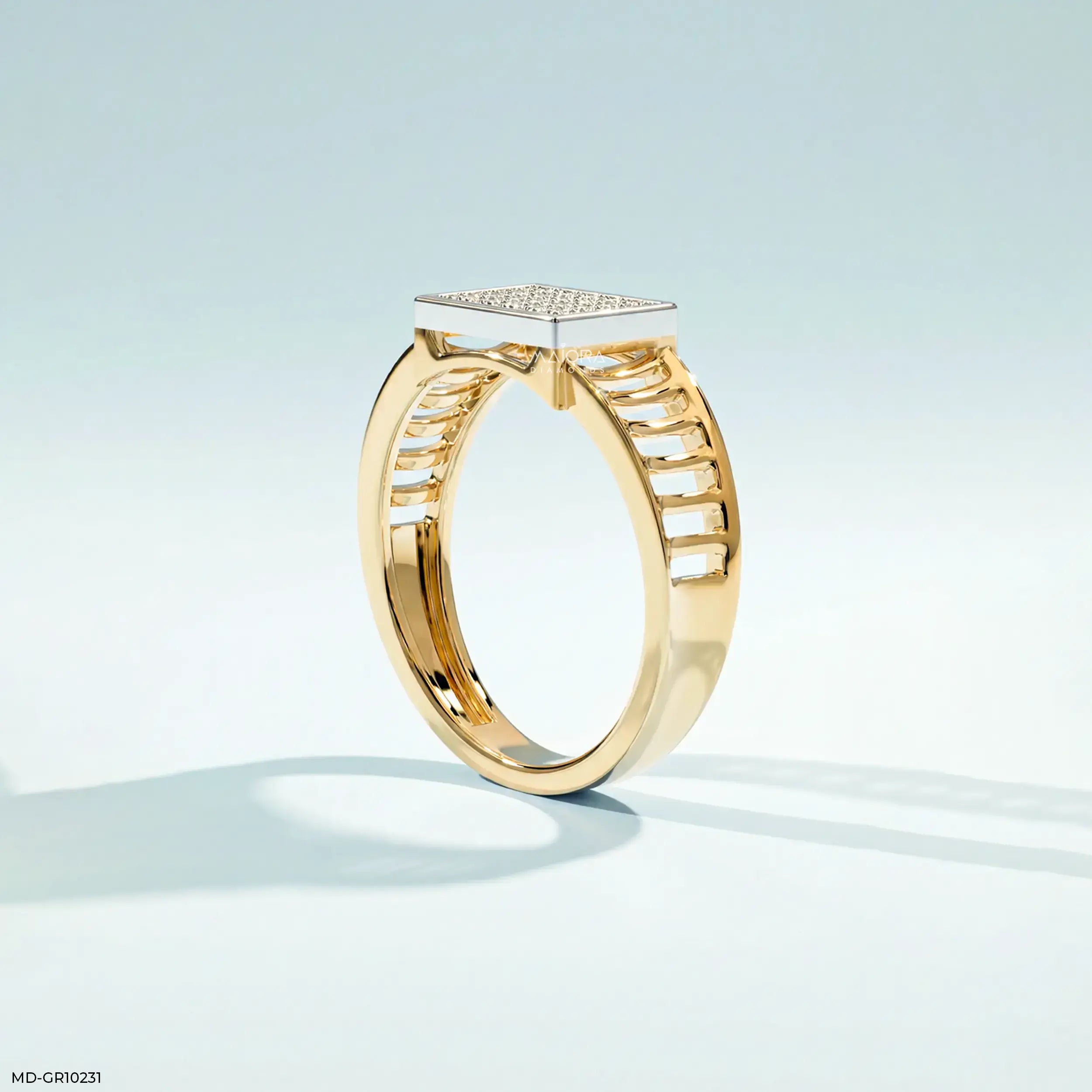 Classic Quad Mens Diamond Ring Platinum 950