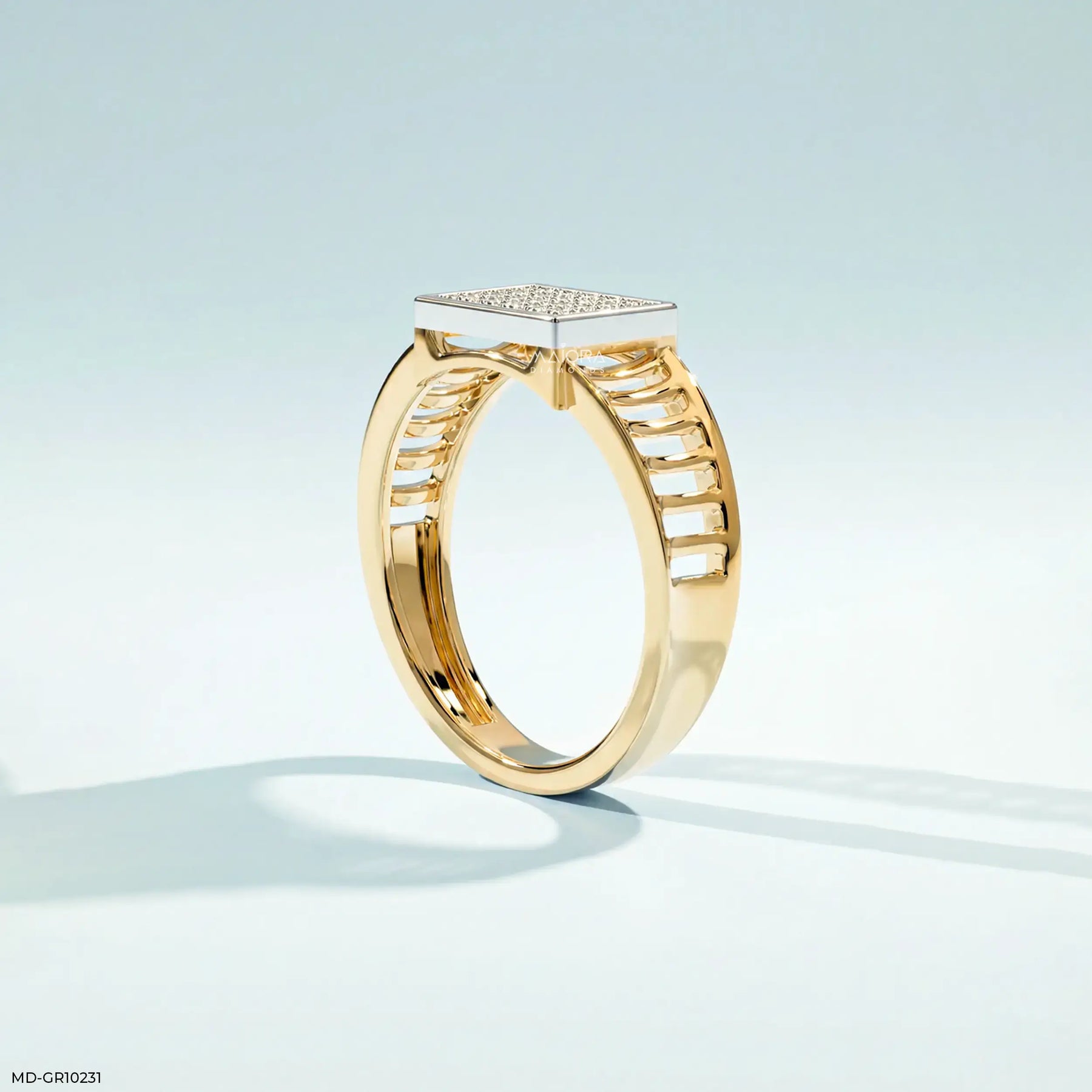 Classic Quad Mens Diamond Ring Platinum 950