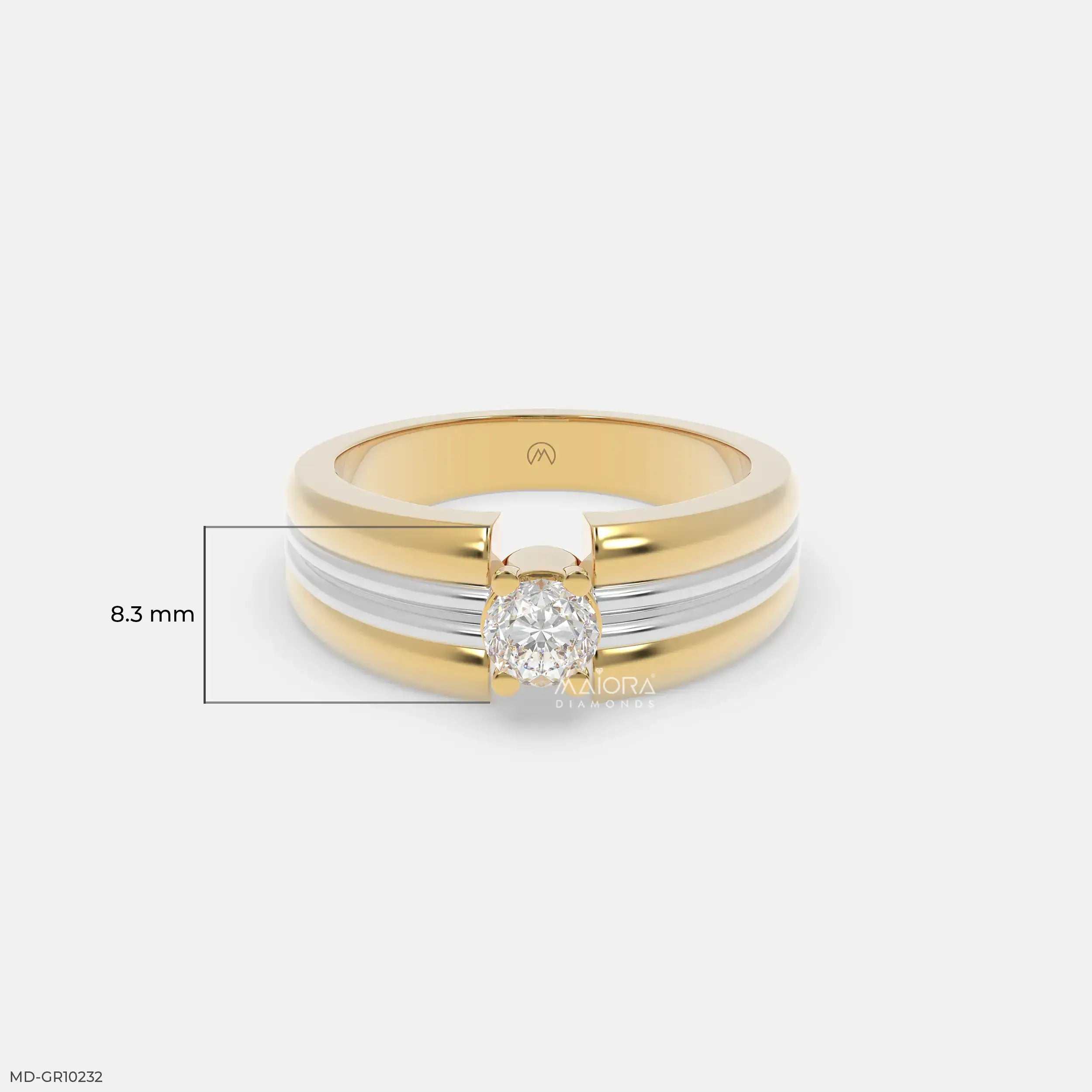 Duo Tone Mens Diamond Ring