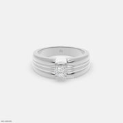 Duo Tone Mens Diamond Ring 14K White Gold