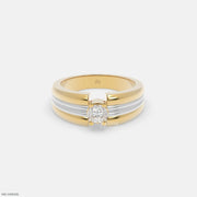 Duo Tone Mens Diamond Ring 9K Yellow Gold