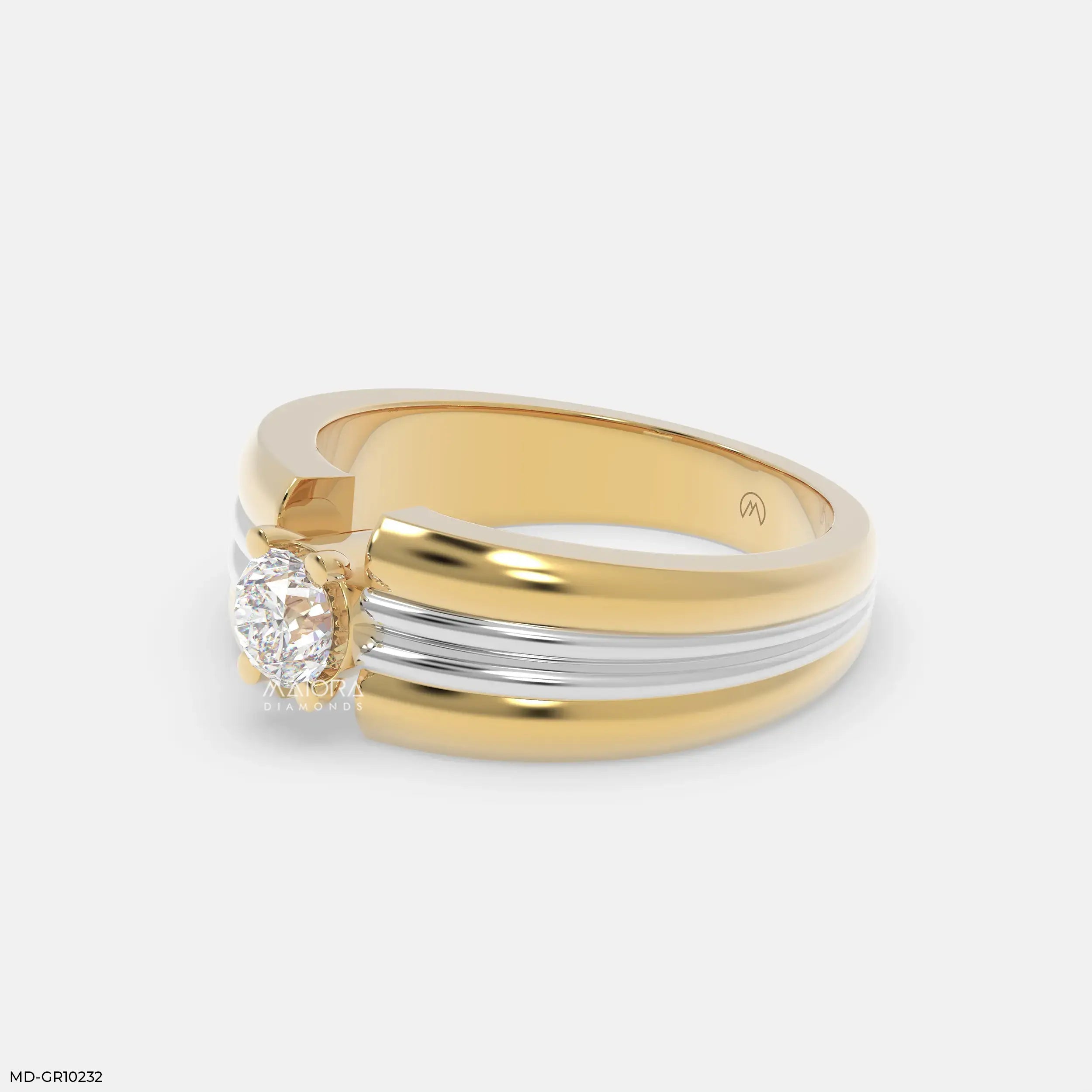Duo Tone Mens Diamond Ring 9K Rose Gold