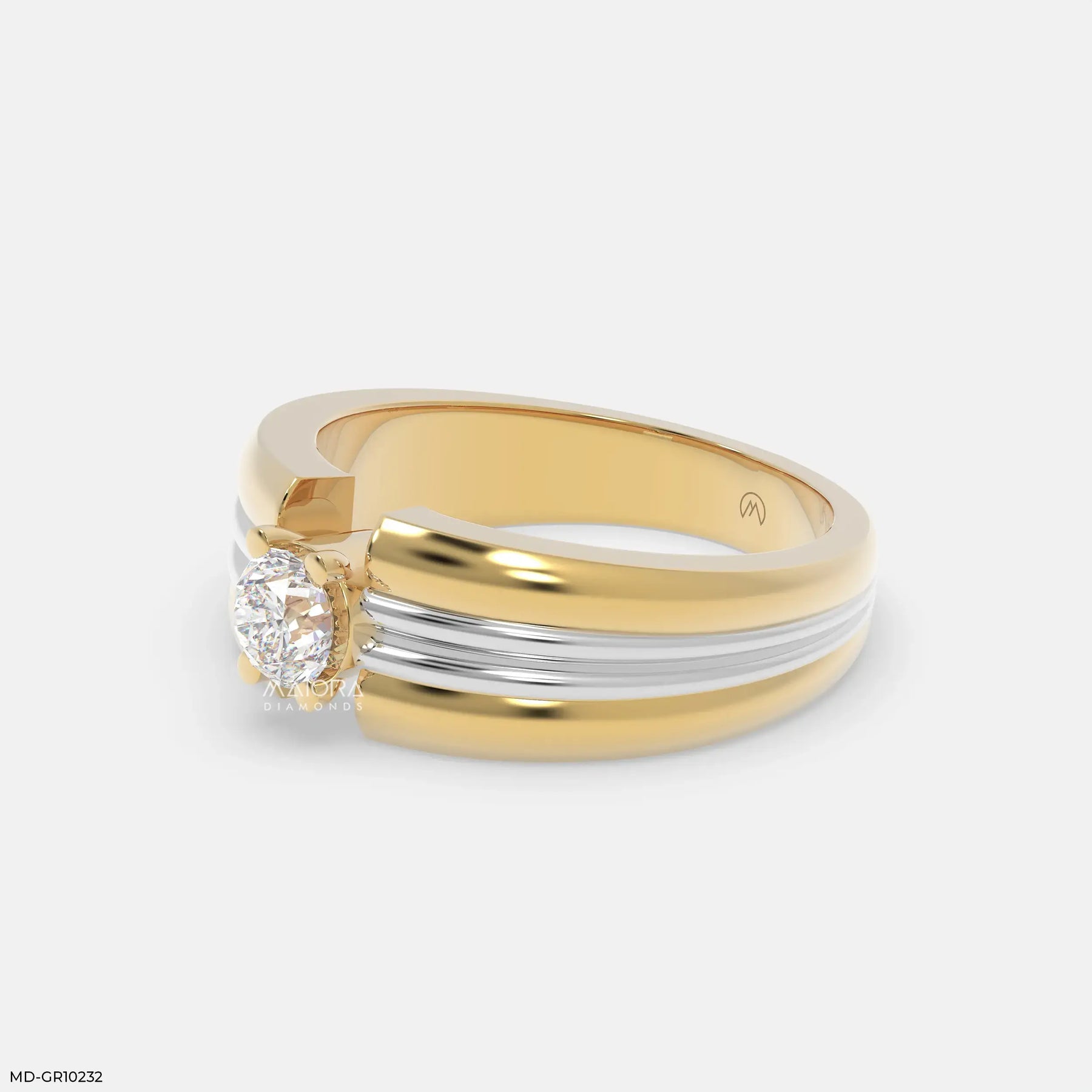 Duo Tone Mens Diamond Ring Platinum 950
