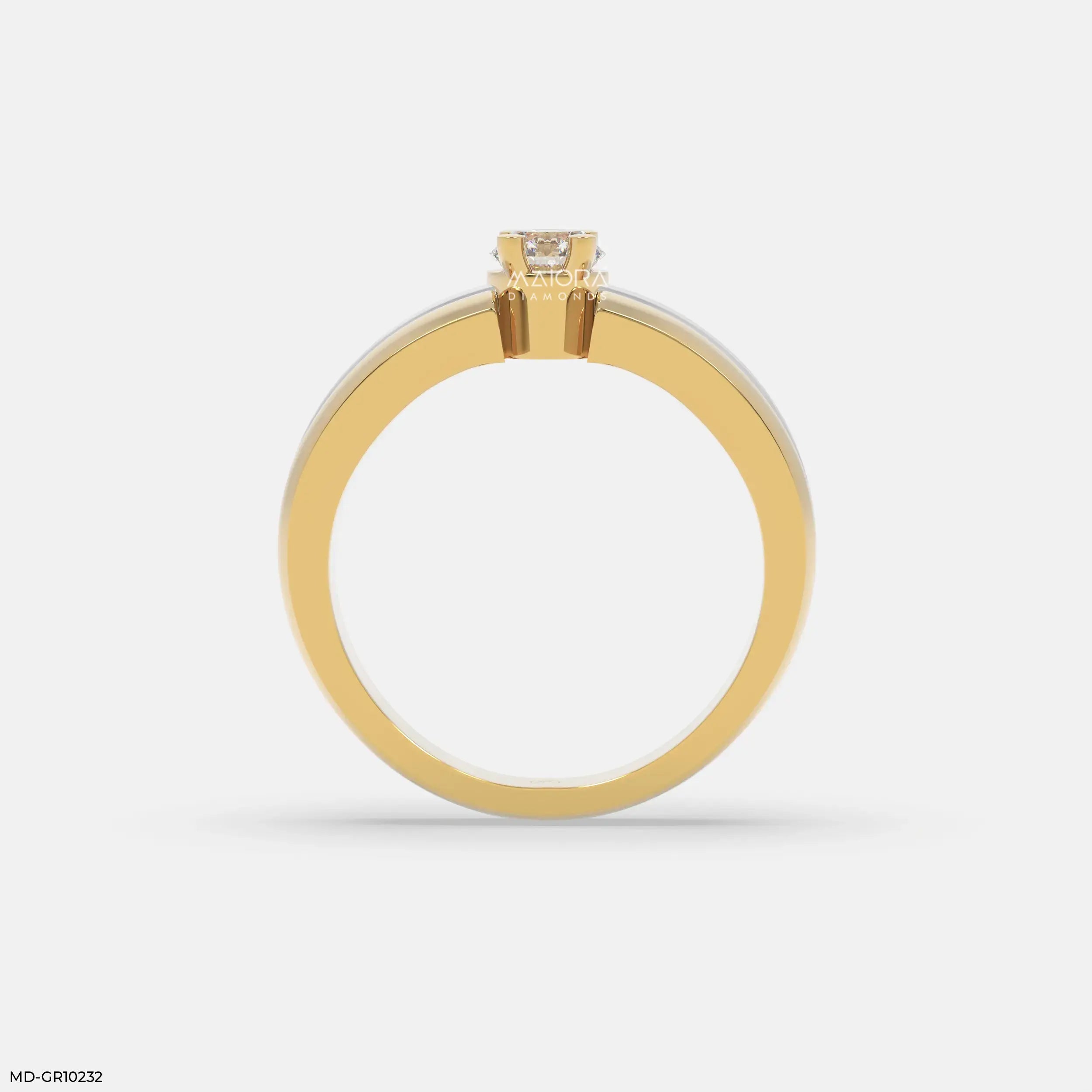 Duo Tone Mens Diamond Ring 9K Rose Gold