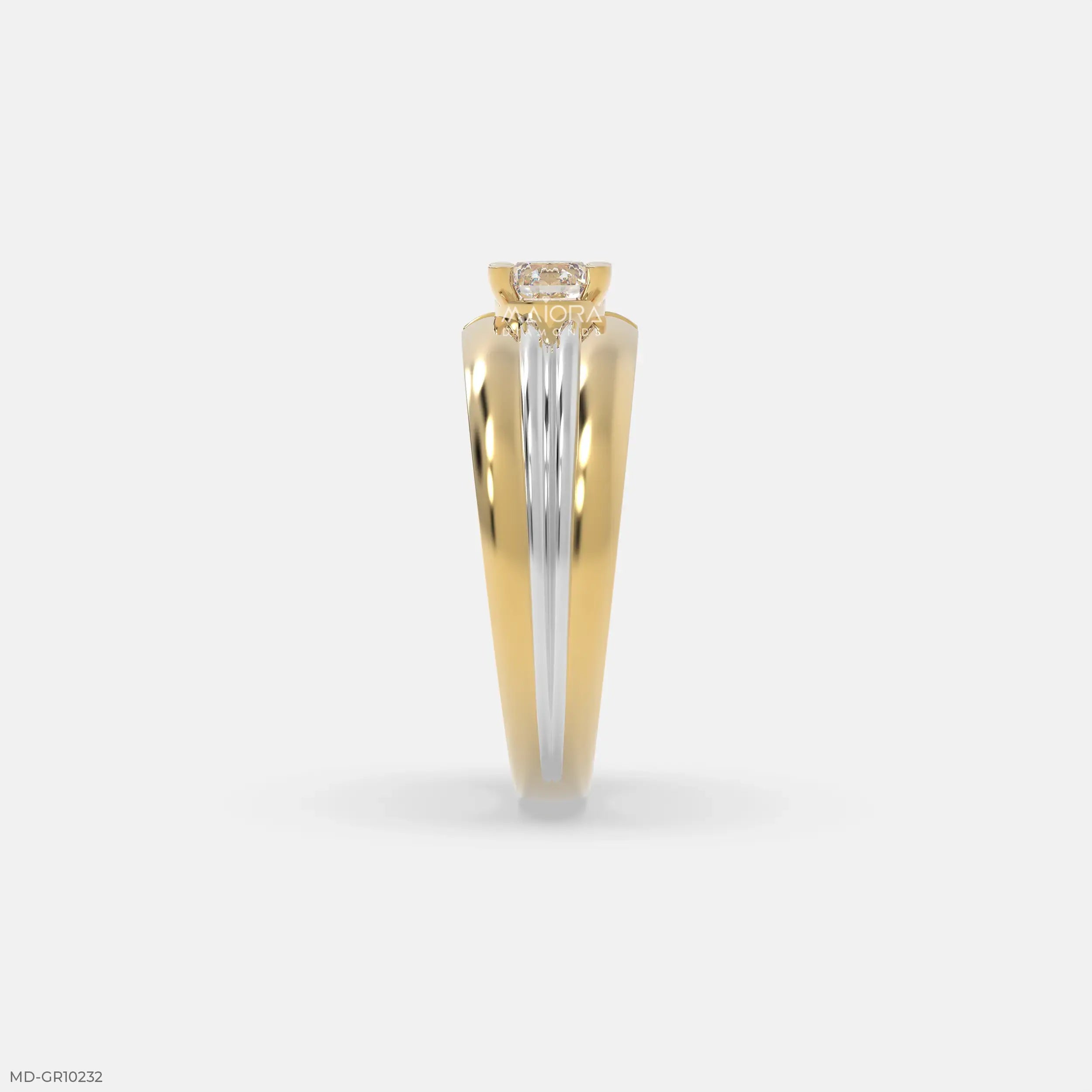 Duo Tone Mens Diamond Ring 9K Rose Gold