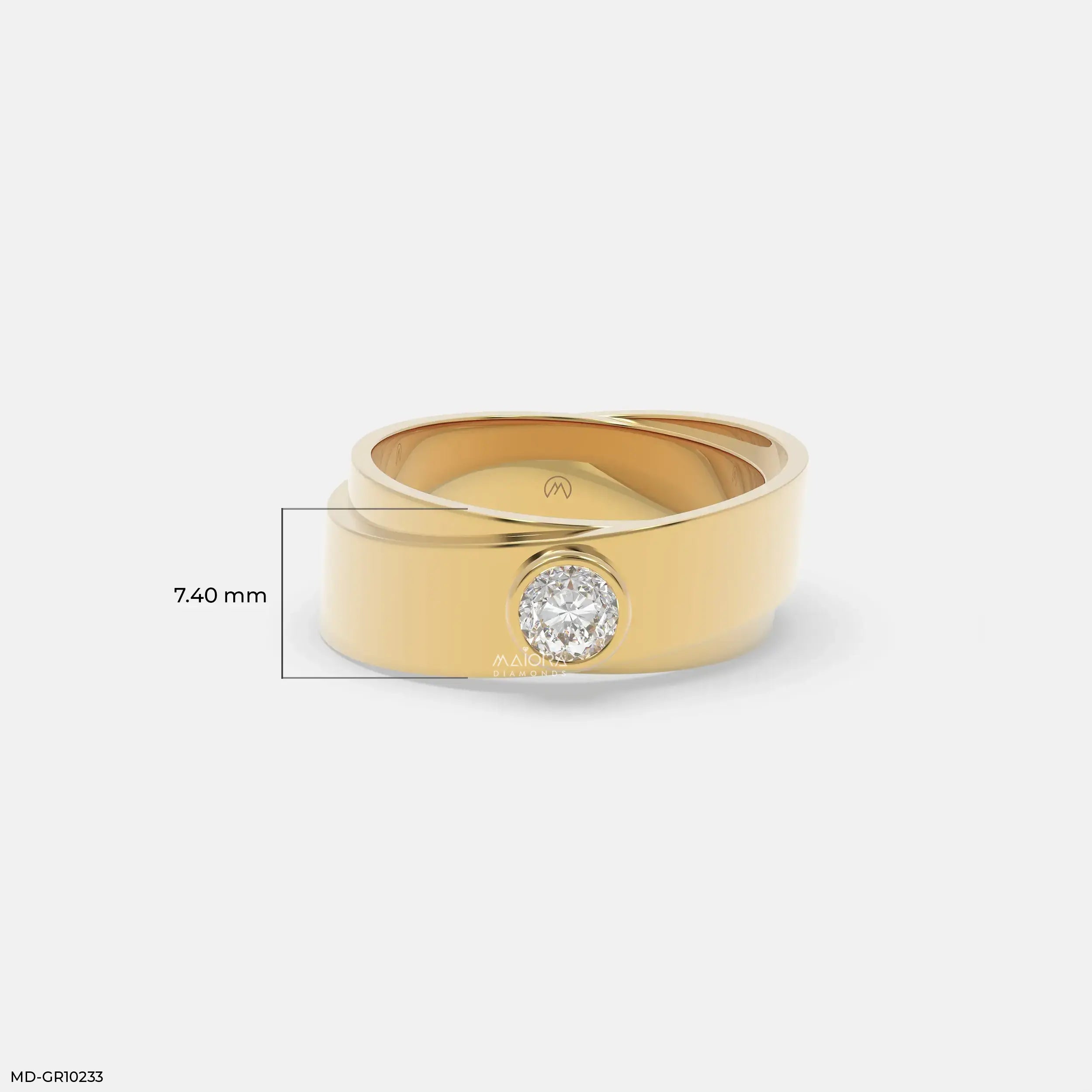 Solo Diamond Mens Gold Ring Platinum 950