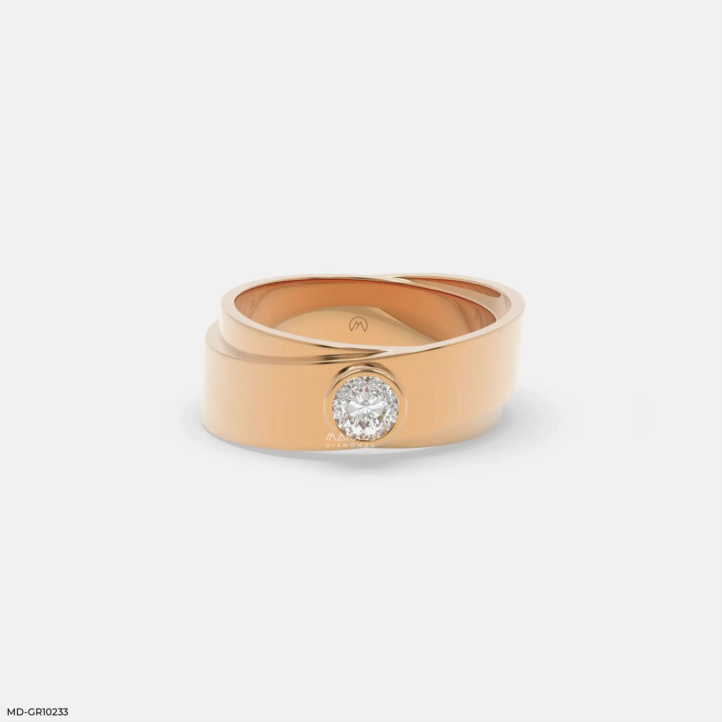 Solo Diamond Mens Gold Ring 18K Rose Gold