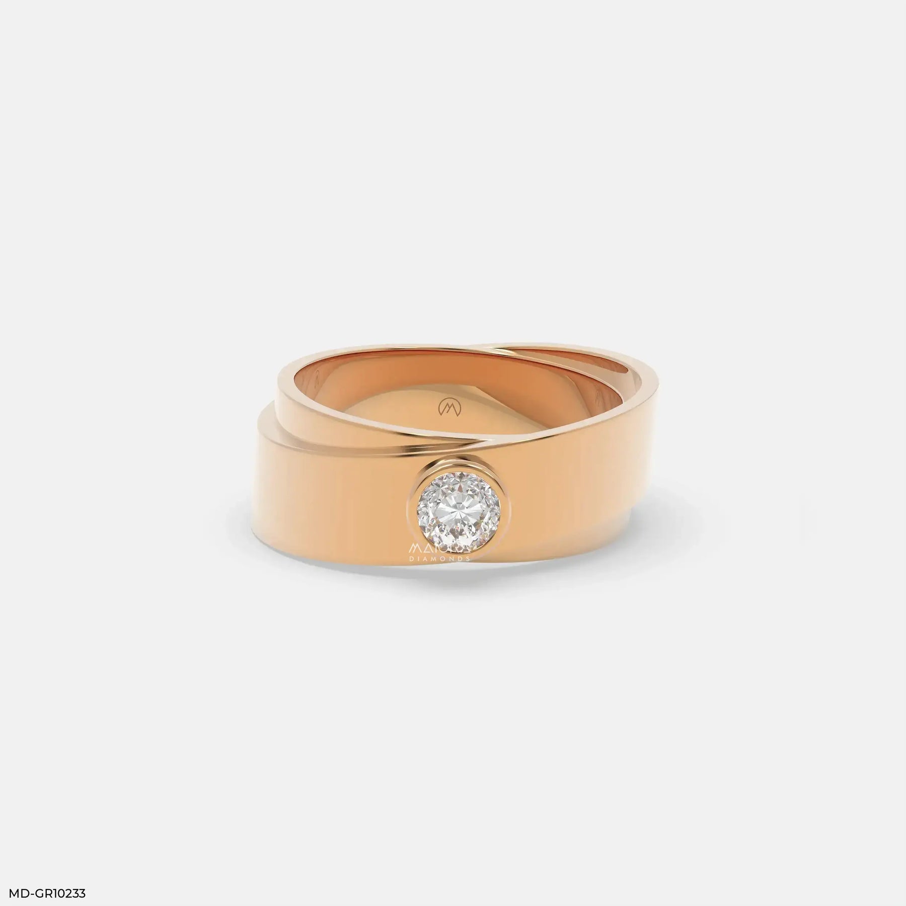 Solo Diamond Mens Gold Ring Platinum 950