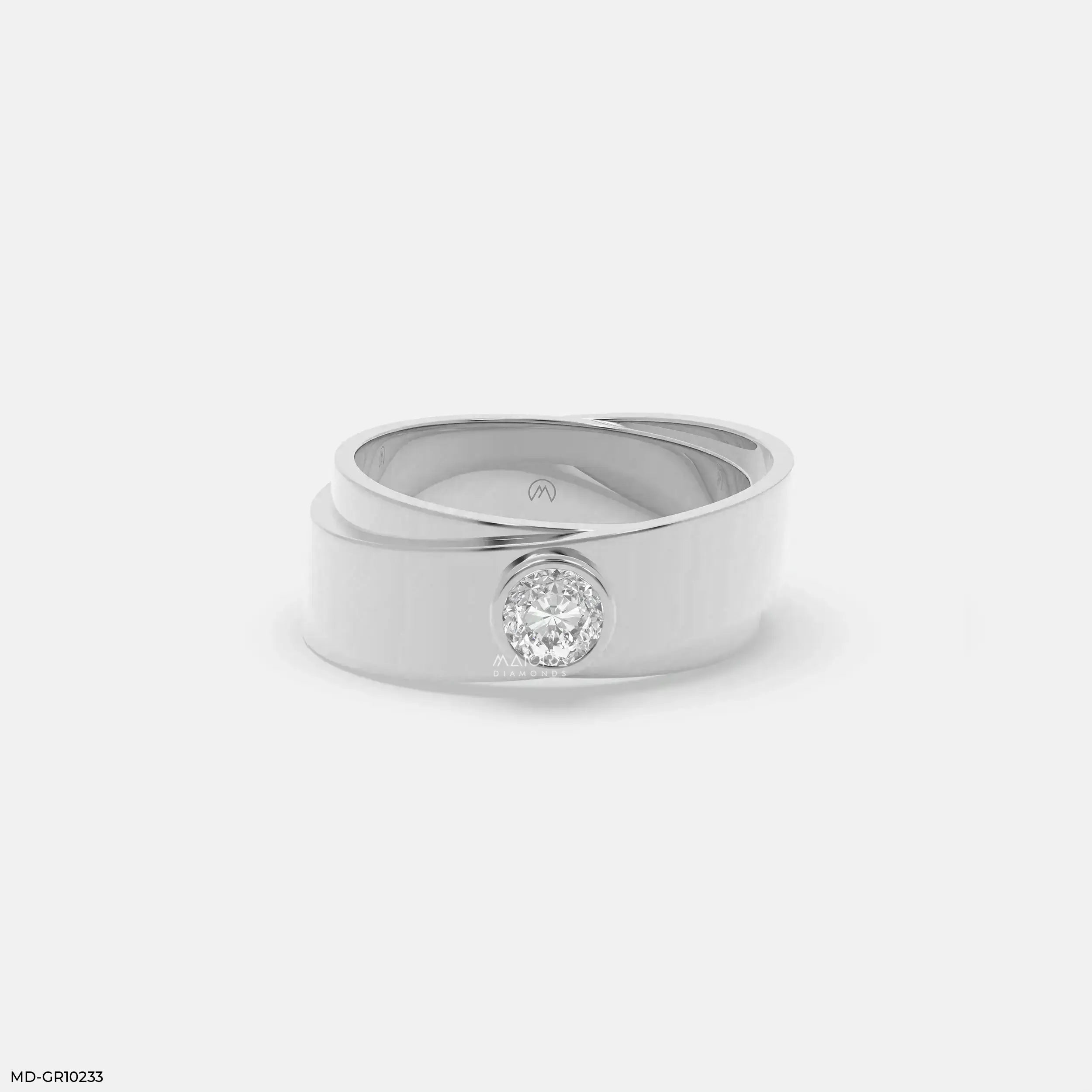 Solo Diamond Mens Gold Ring Platinum 950