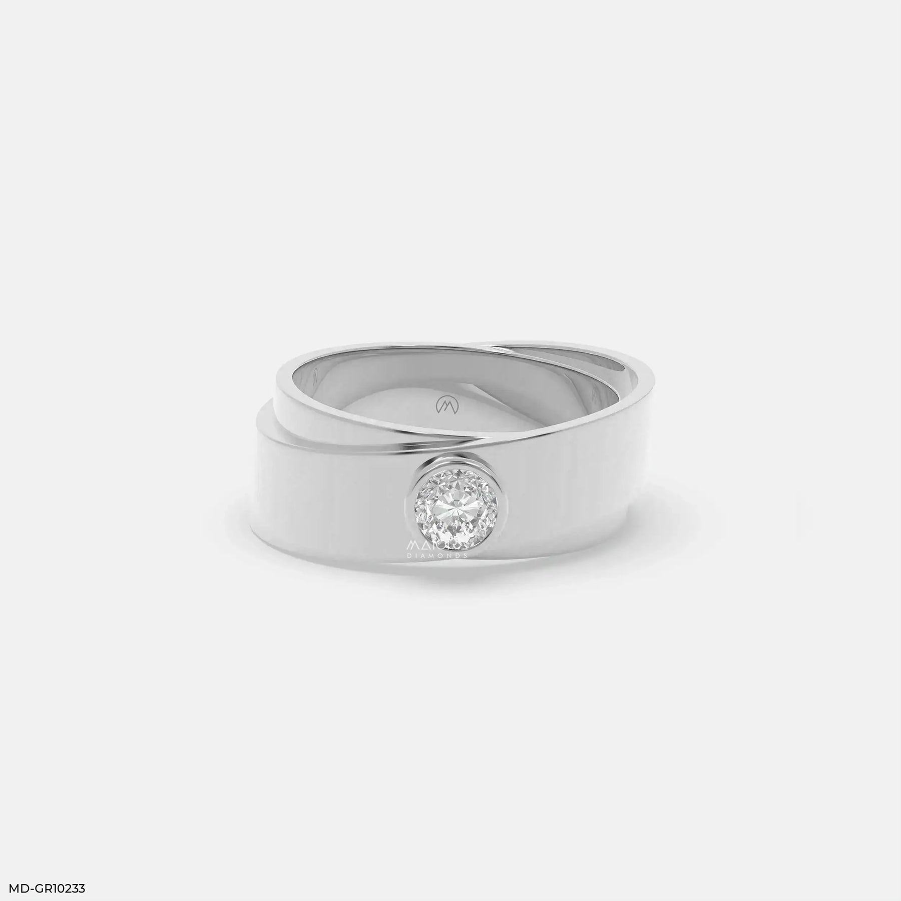 Solo Diamond Mens Gold Ring Platinum 950