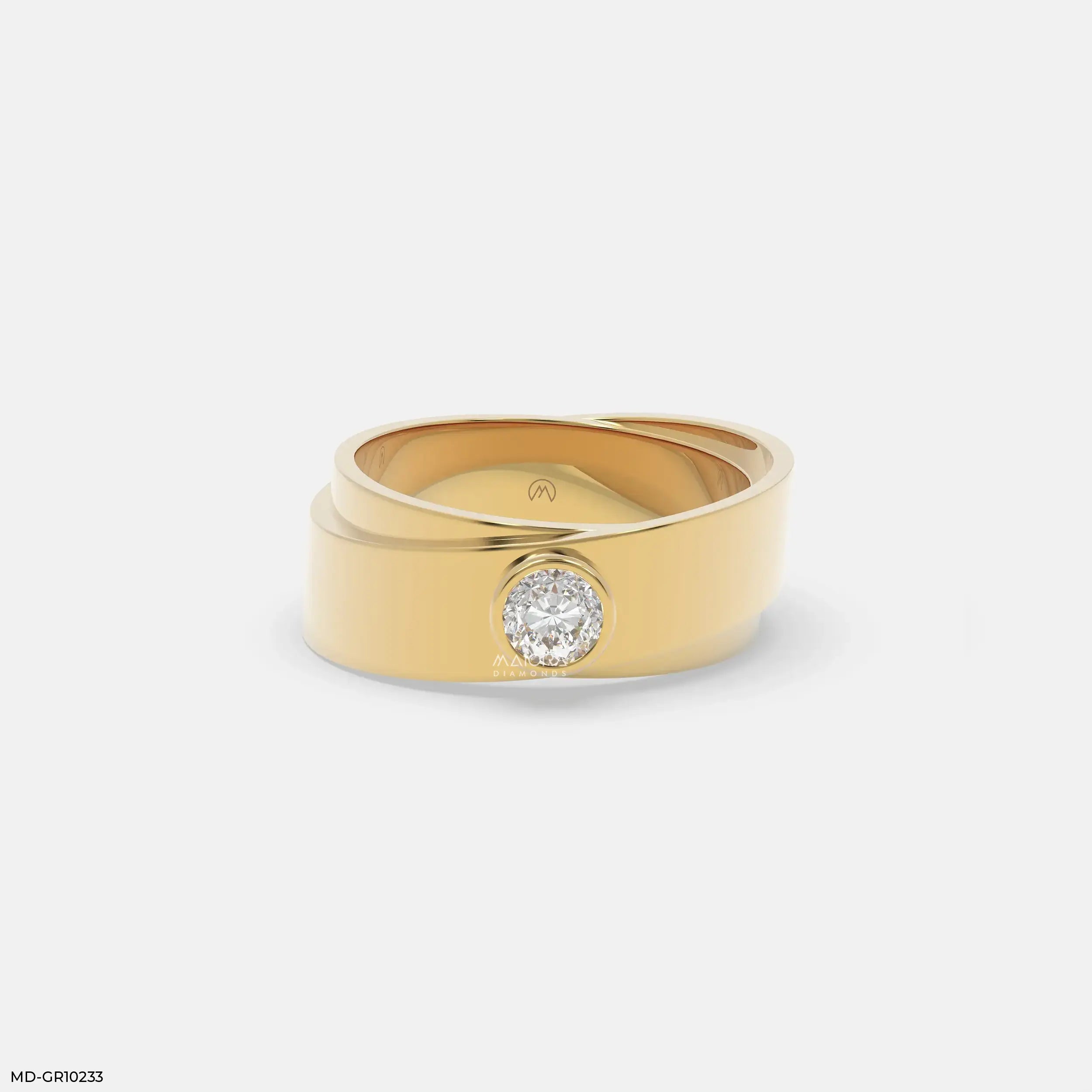 Solo Diamond Mens Gold Ring 9K Yellow Gold