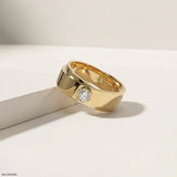 Solo Diamond Mens Gold Ring Platinum 950