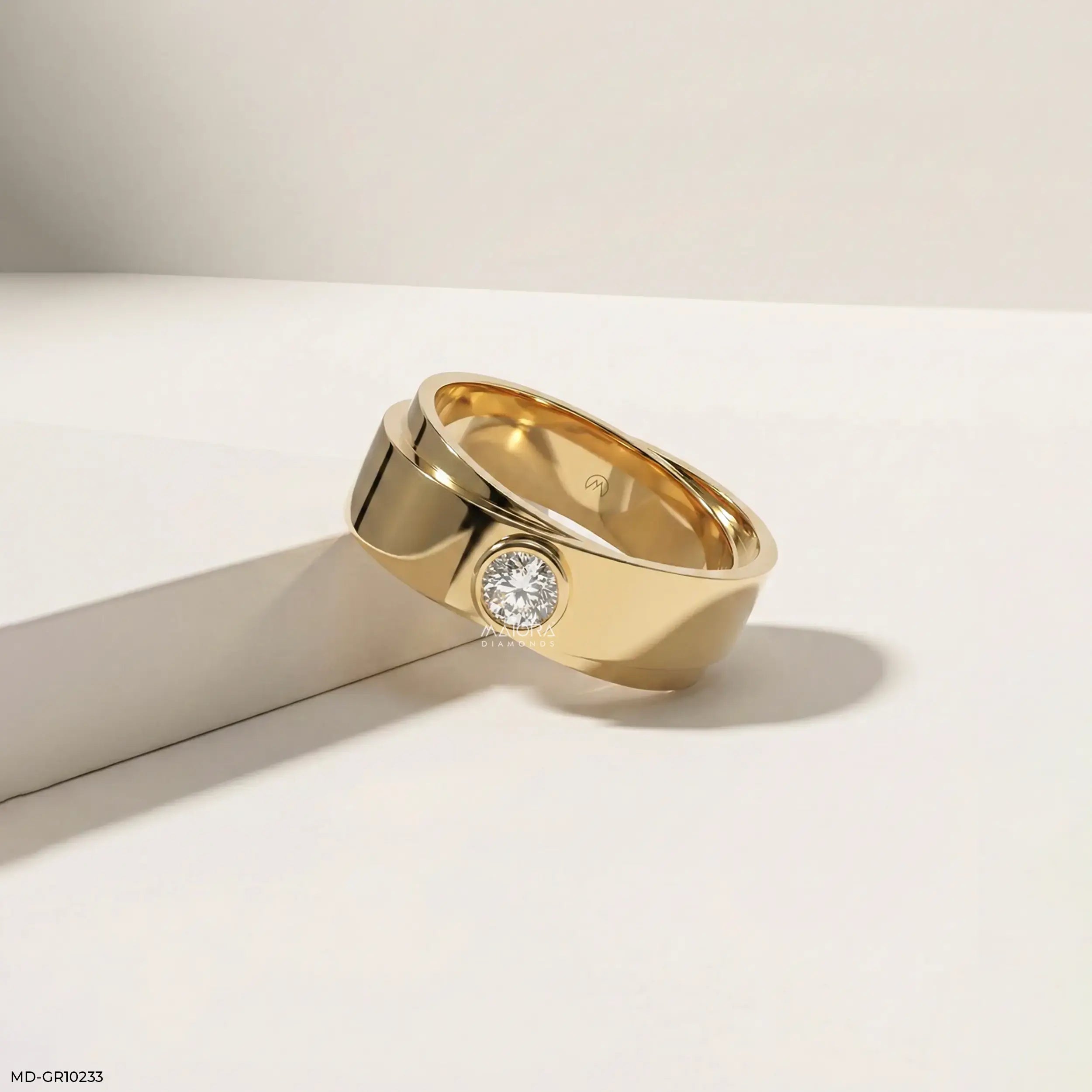 Solo Diamond Mens Gold Ring