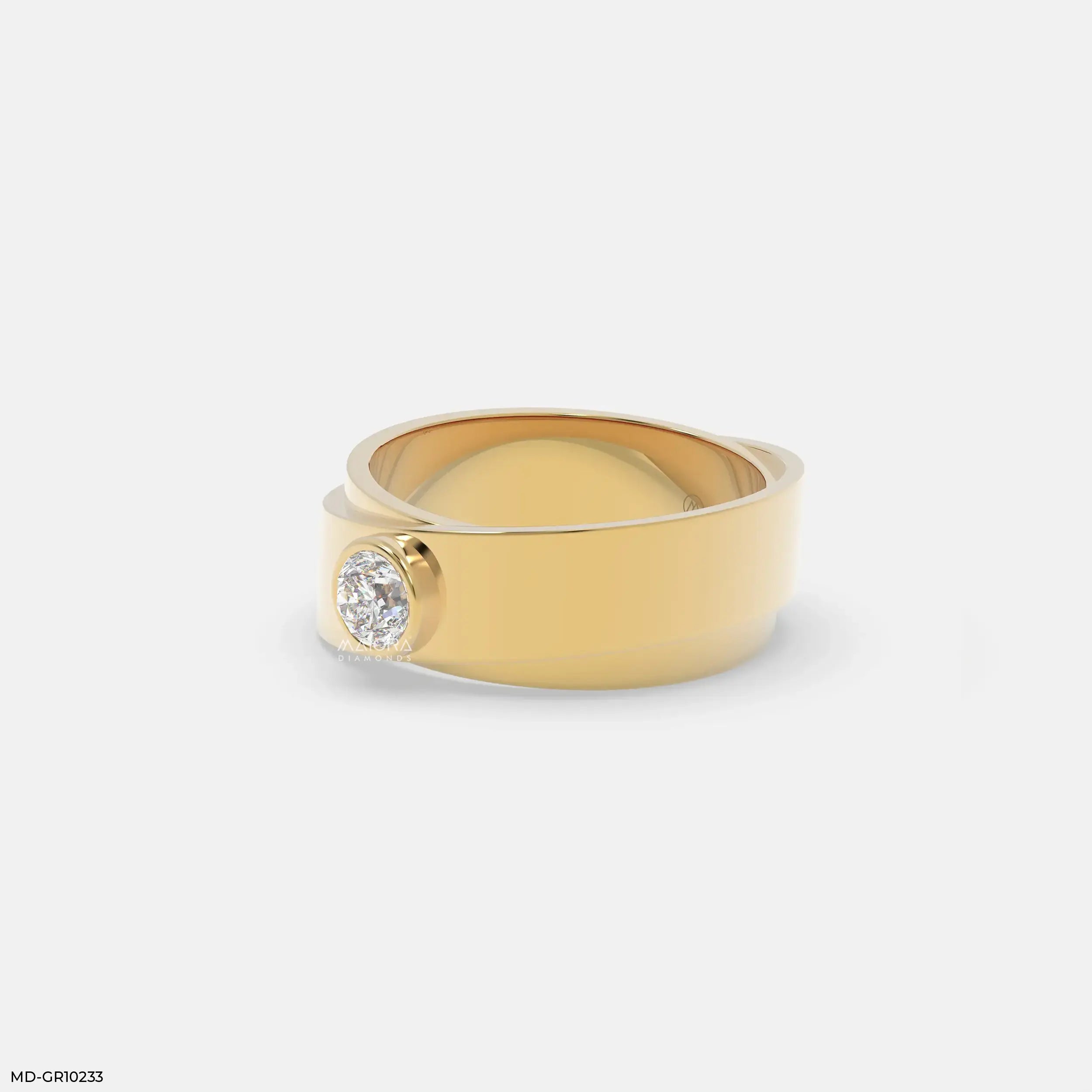 Solo Diamond Mens Gold Ring Platinum 950