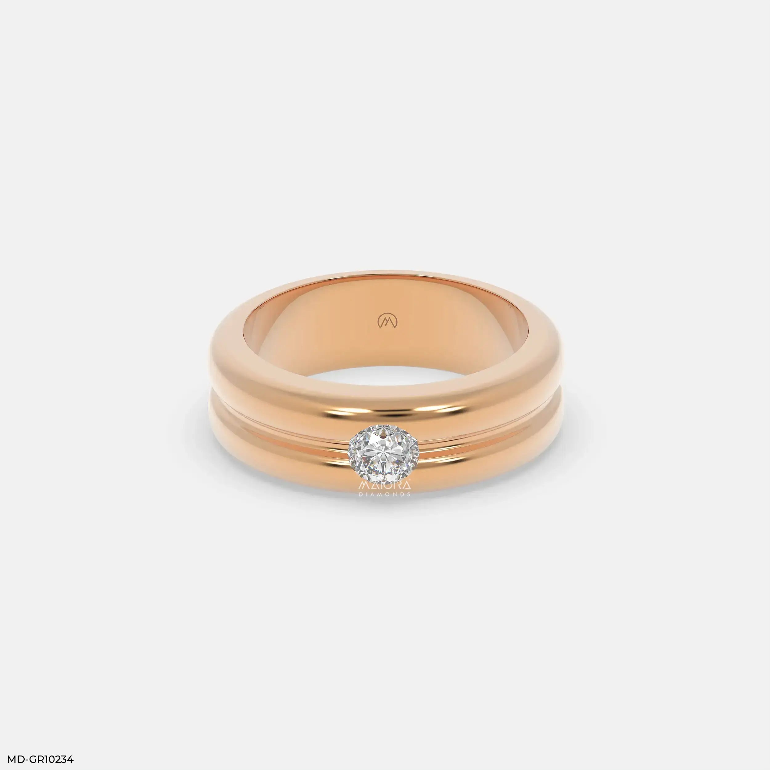Forge Axis Diamond Mens Gold Ring 18K Rose Gold