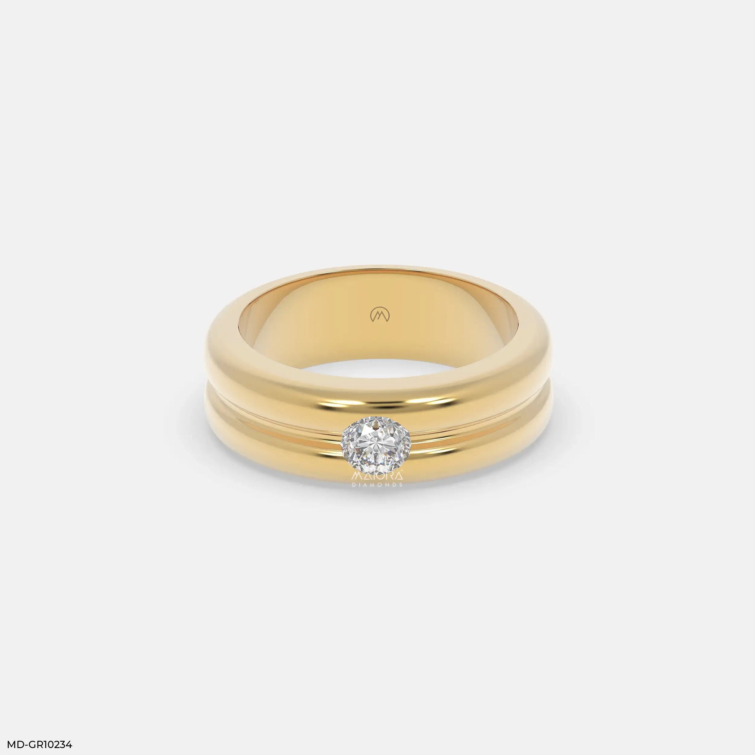 Forge Axis Diamond Mens Gold Ring 9K Yellow Gold
