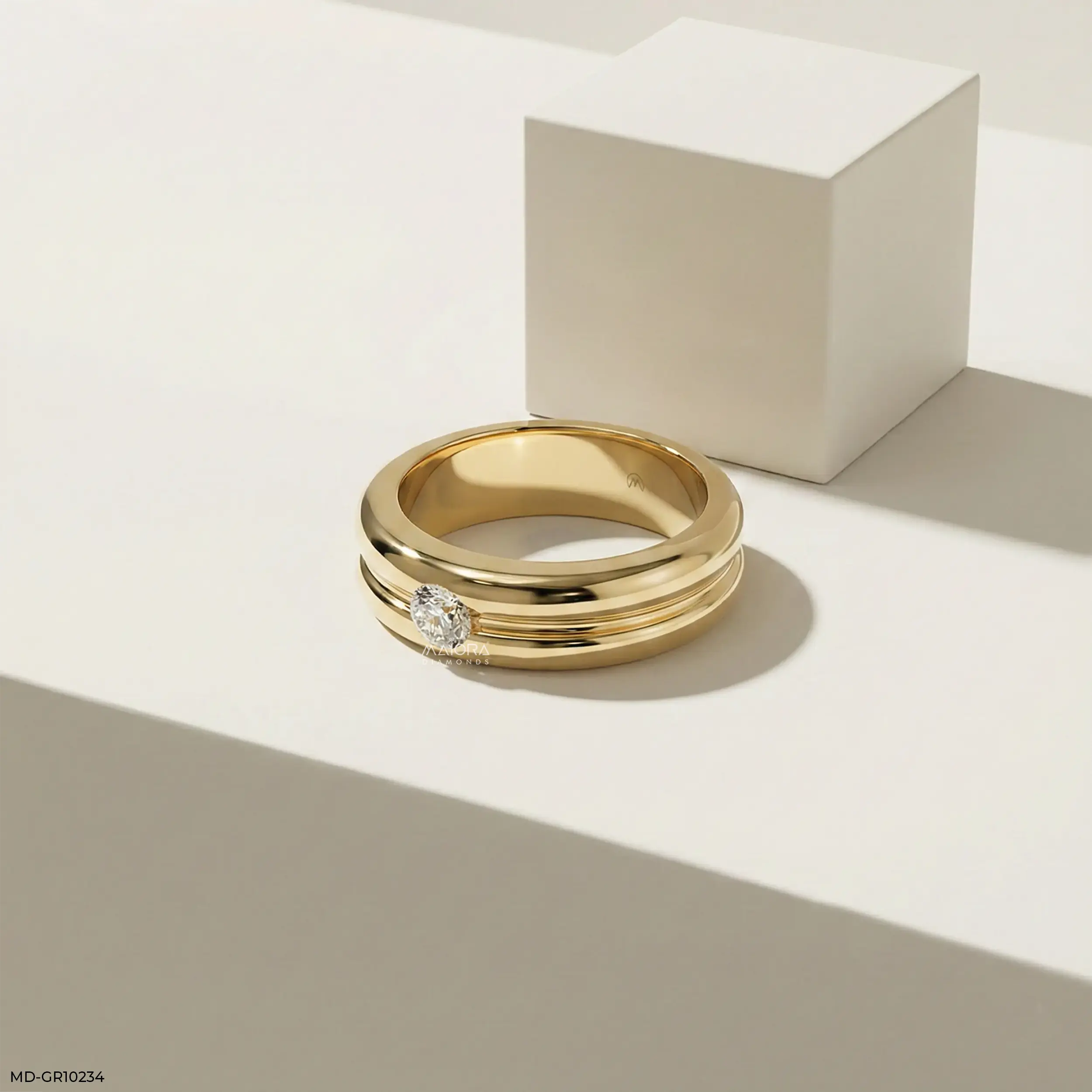 Forge Axis Diamond Mens Gold Ring 14K White Gold