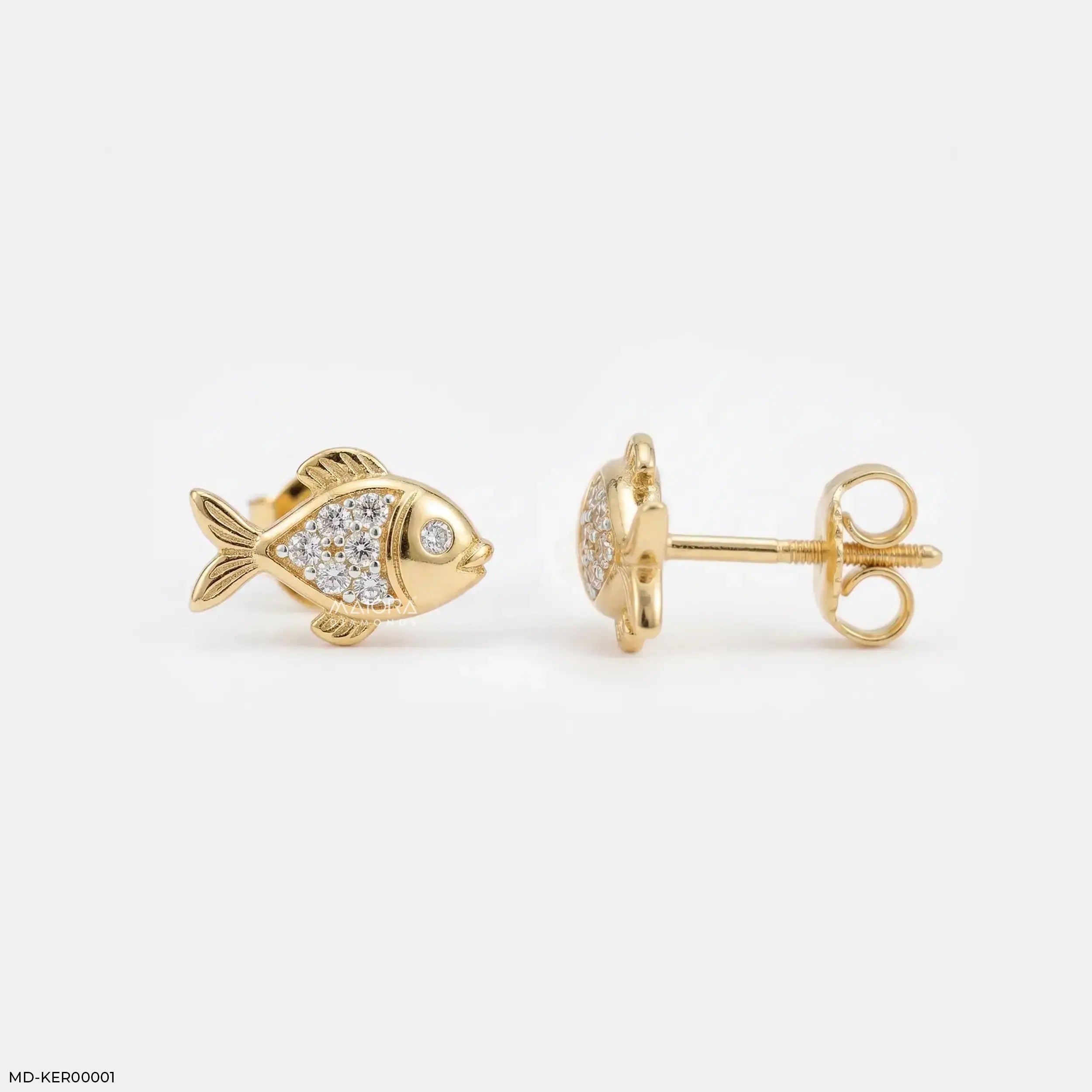 Golden Guppies Kids Diamond Earrings 9K Yellow Gold